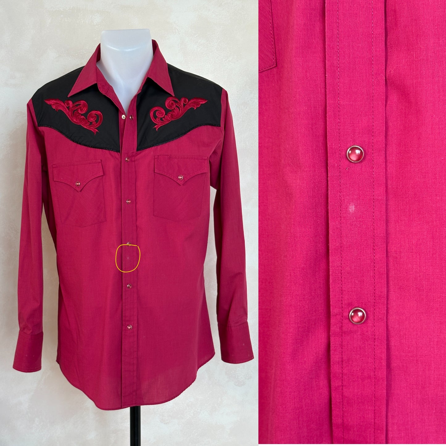 Size M. Authentic 70’s embroidered shirt Western Shirt - USA Vintage Bcn