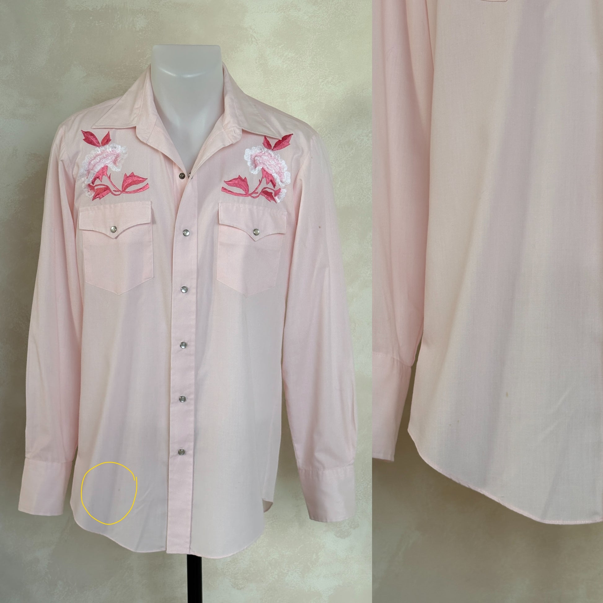 Size M. Authentic 70’s embroidered shirt Western Shirt - USA Vintage Bcn