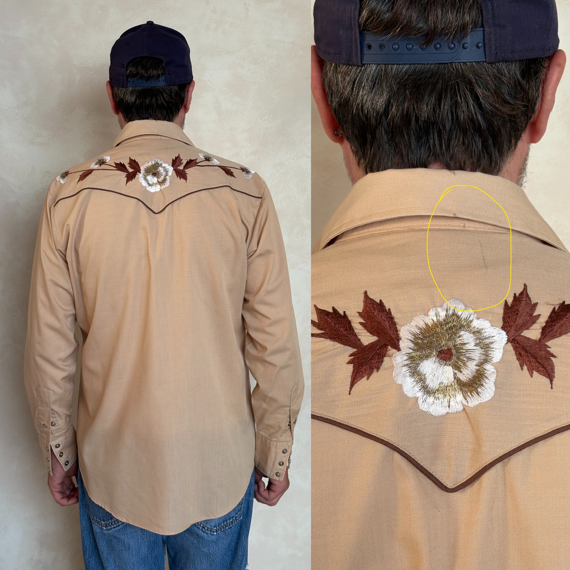 Size M. Authentic 70’s H Kenny Rogers embroidered shirt Western Shirt - USA Vintage Bcn