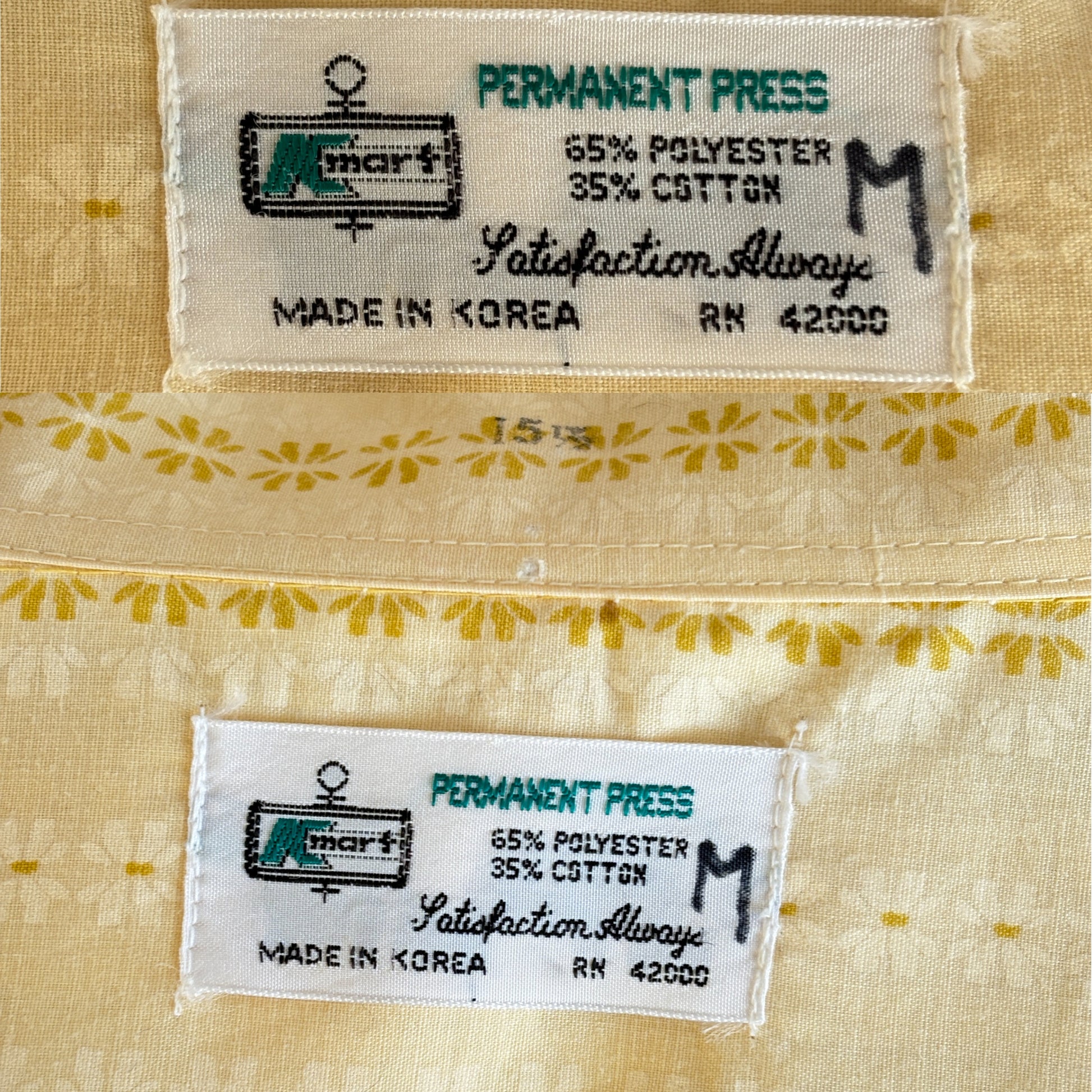 Size M. Vintage 70’s Yellow Striped Printed Shirt — Retro Casual Summer Shirt - USA Vintage Bcn