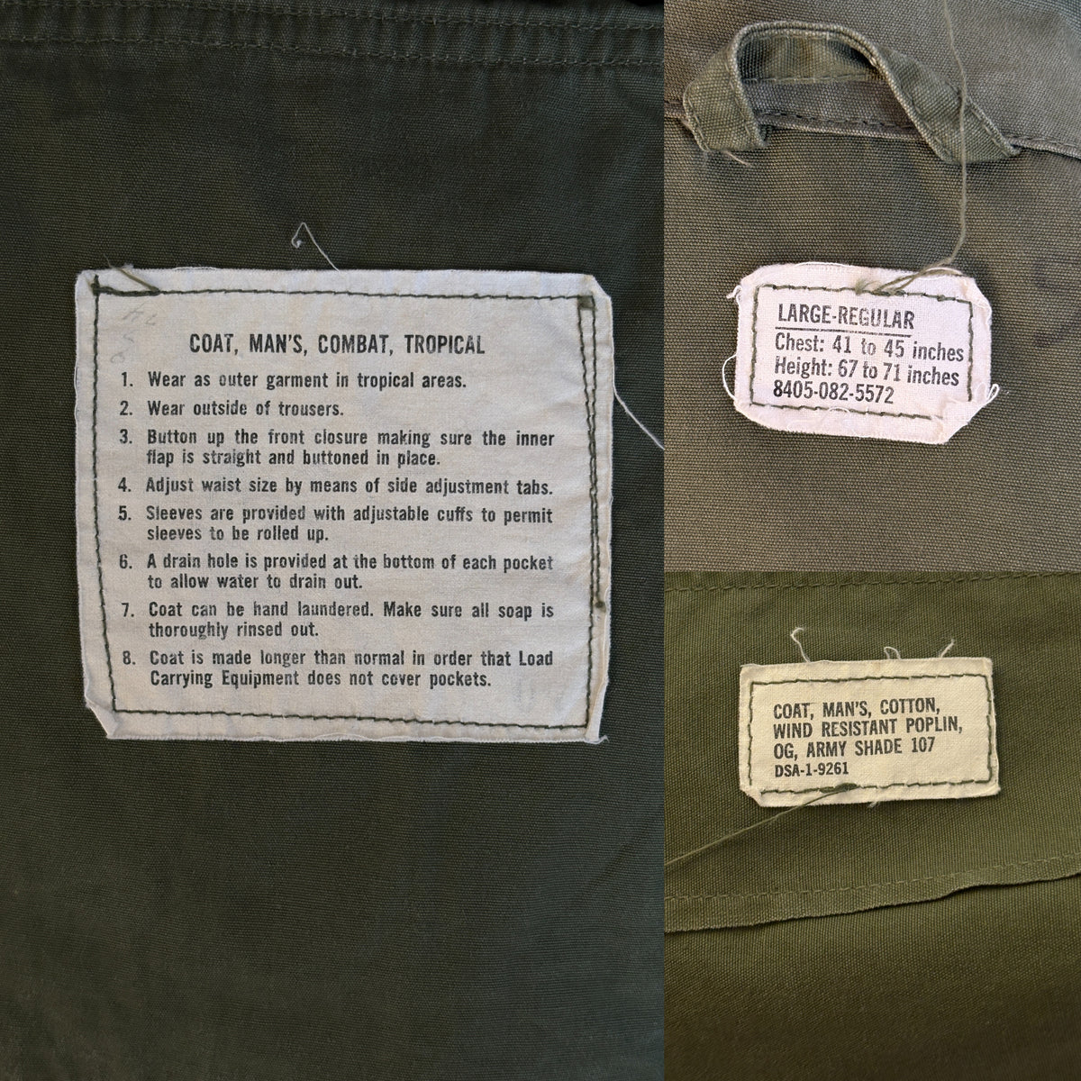 Size Large Reg. 2nd second pattern 1965 jungle jacket Vietnam war era-AJ357 Studio