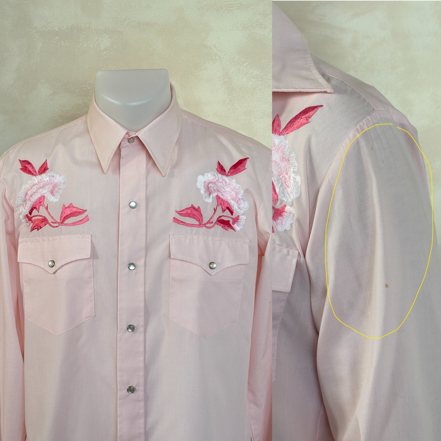 Size M. Authentic 70’s embroidered shirt Western Shirt - USA Vintage Bcn