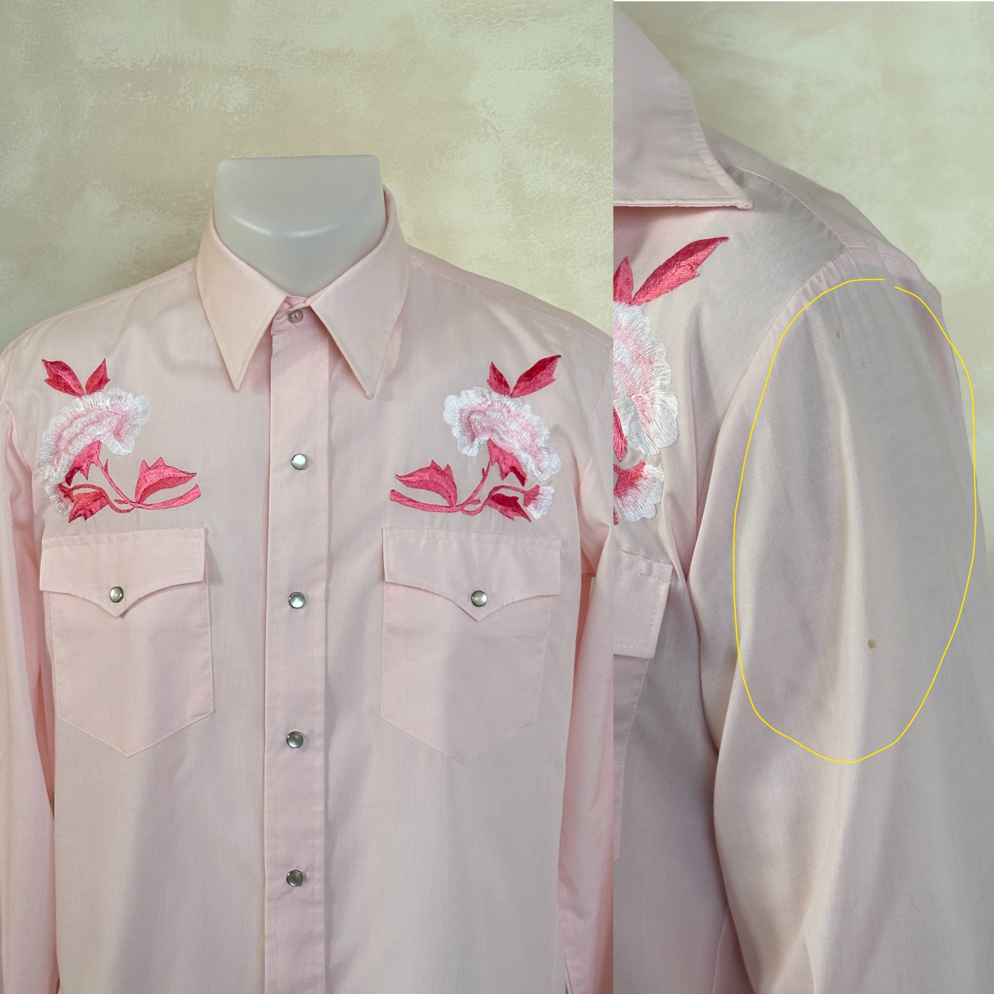 Size M. Authentic 70’s embroidered shirt Western Shirt - USA Vintage Bcn