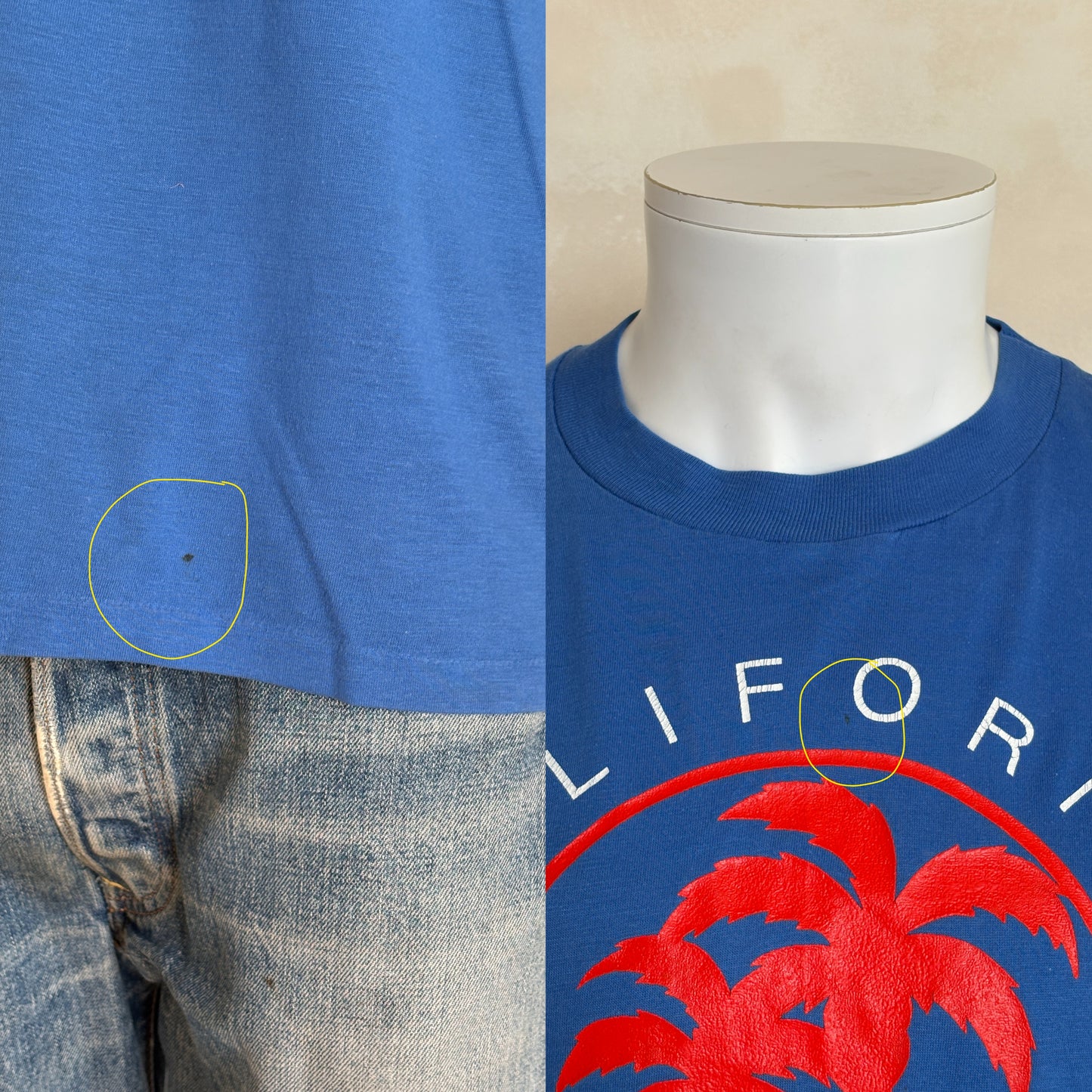Vintage 80s California Coast Club tee – bold SoCal vibes with retro palm tree print. Large - USA Vintage Bcn