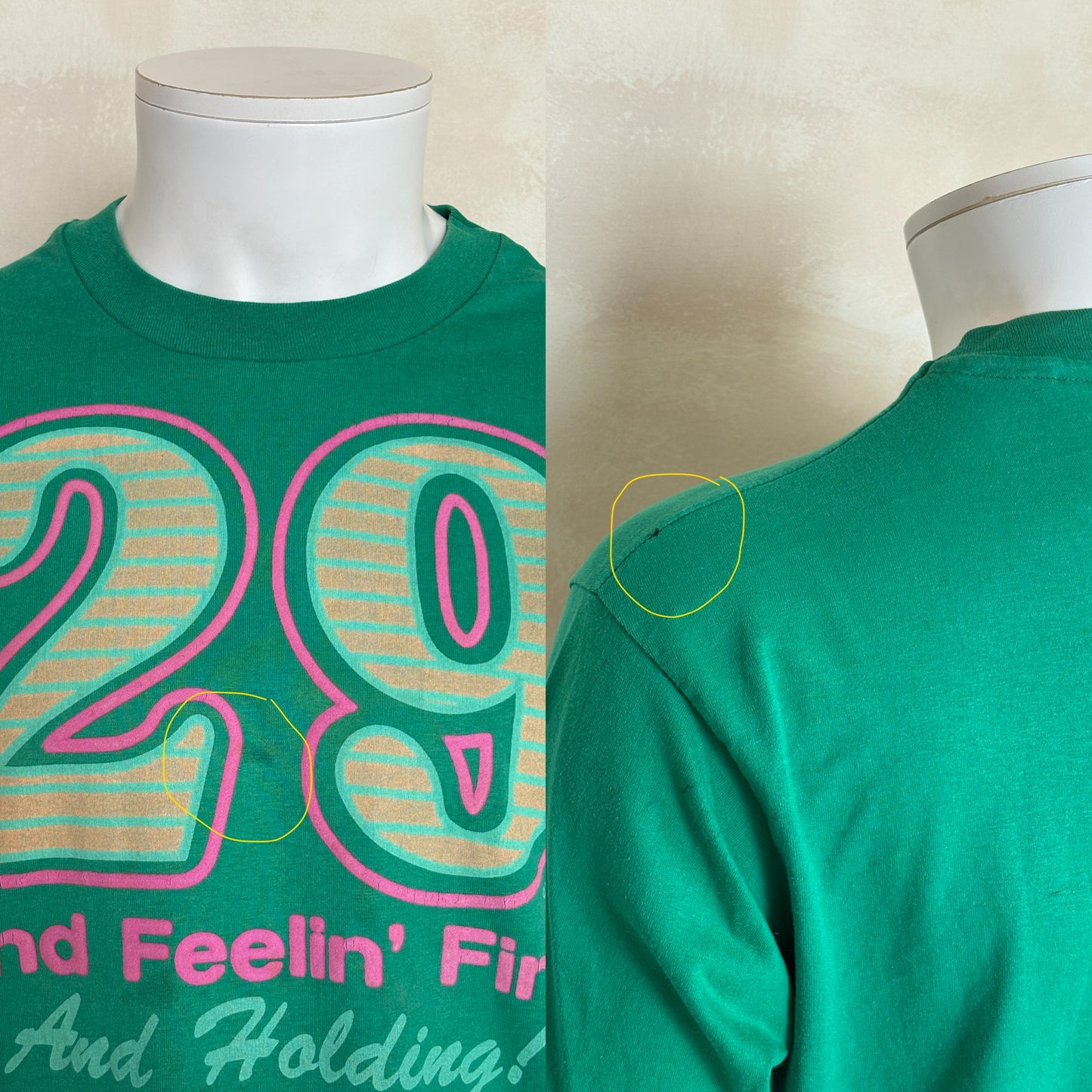 Vintage 1988 funny birthday t-shirt with “29 and Feelin Fine” slogan, made in USA