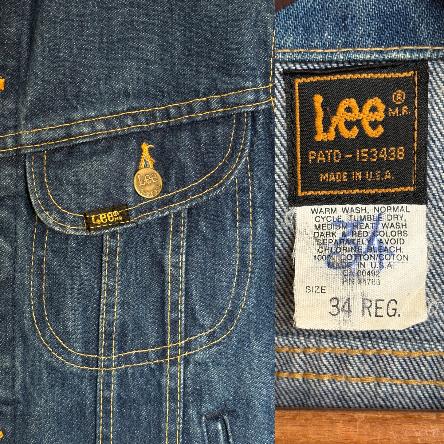Size 34US / 44EU . Vintage 80s Lee Denim Jacket – 4 Pockets – Made in USA - USA Vintage Bcn