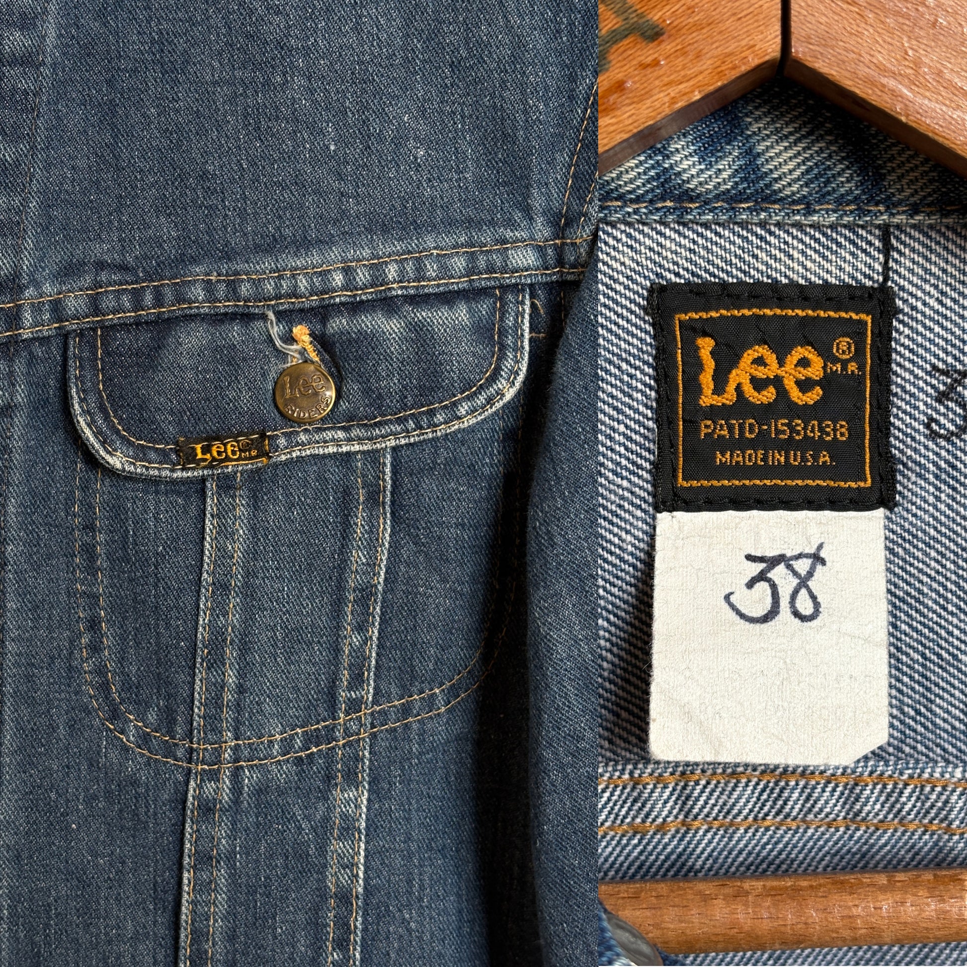 Size 38US / 48EU . Vintage 80s Lee Denim Jacket – 2 Pockets – Made in USA - USA Vintage Bcn