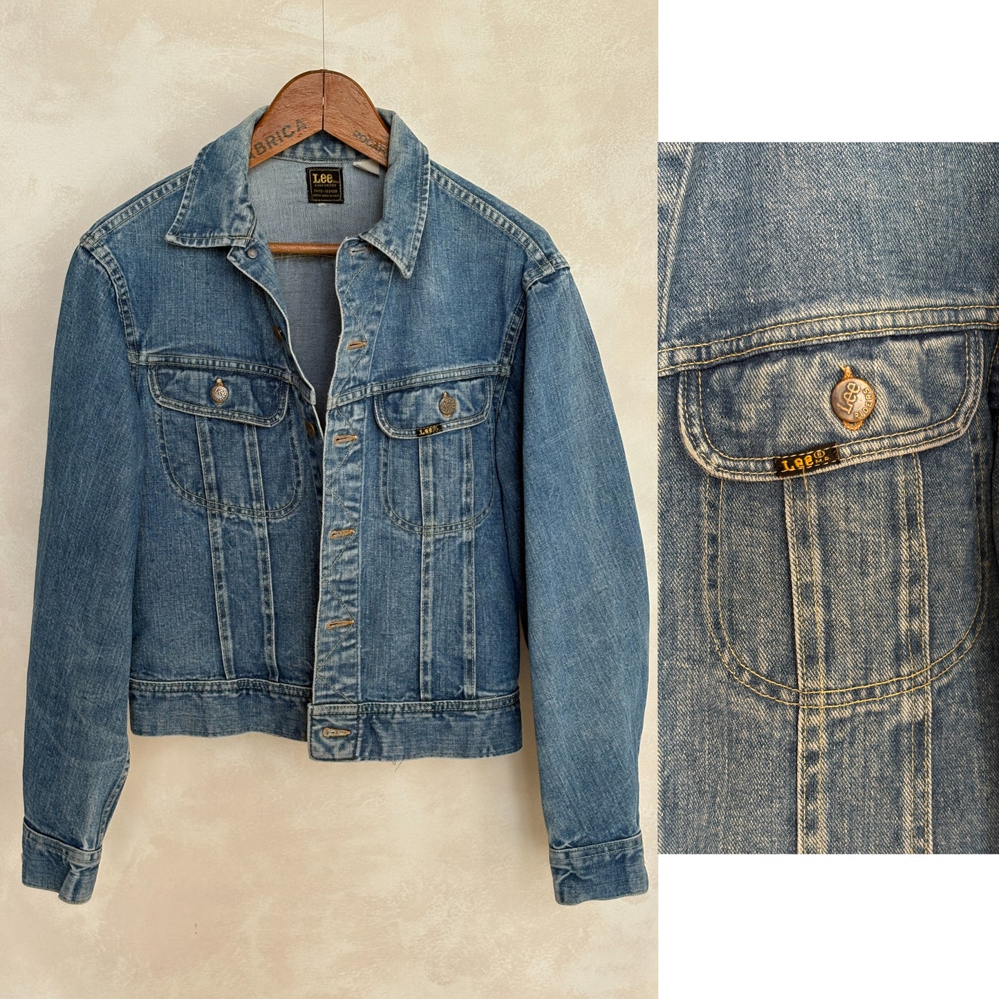 Size 38/40US . Vintage 70s Lee Union Made Denim Shirt – 2 Pockets – Made in USA - USA Vintage Bcn