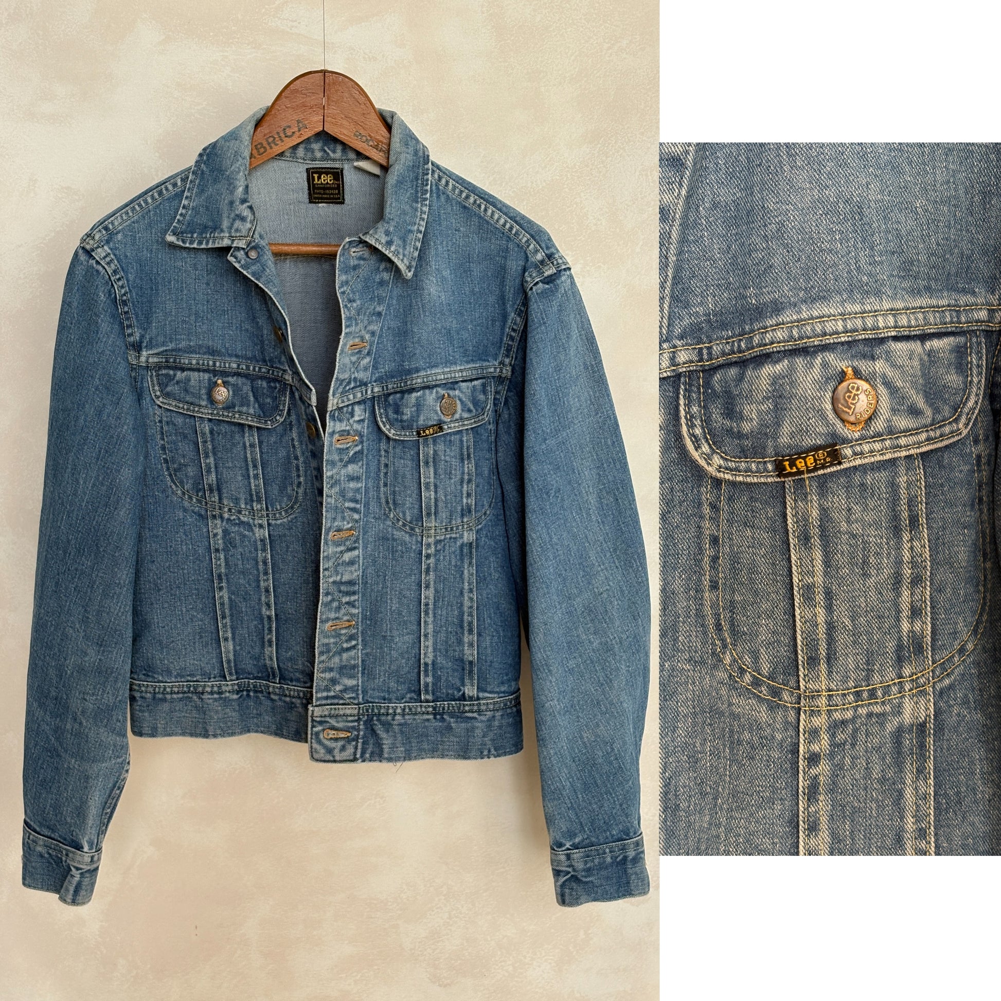 Size 38/40US . Vintage 70s Lee Union Made Denim Shirt – 2 Pockets – Made in USA - USA Vintage Bcn