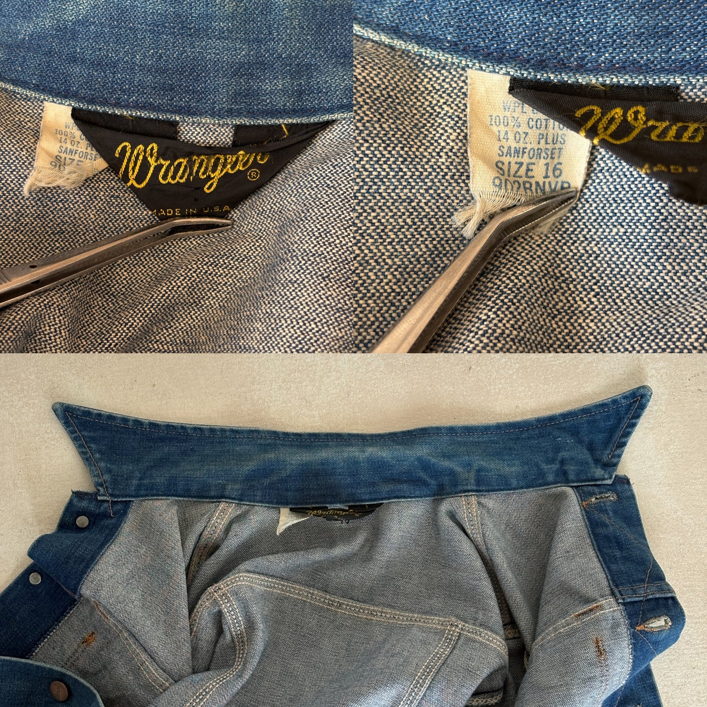 Size 16 . Vintage 70s Wrangler Denim Jacket – 4 Pockets – Made in USA - USA Vintage Bcn