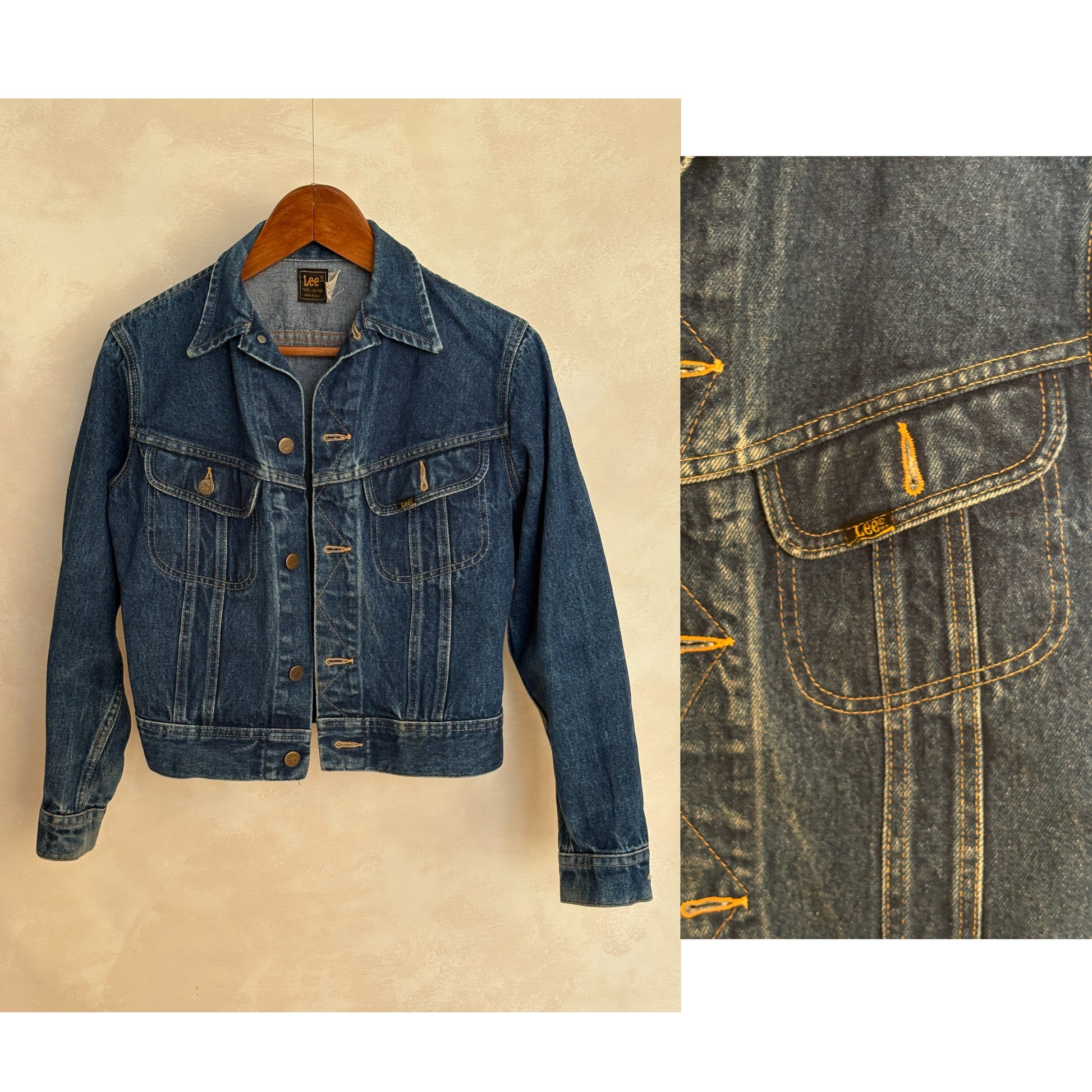 Size 16 . Vintage 80s Lee Denim Jacket – 2 Pockets – Made in USA - USA Vintage Bcn