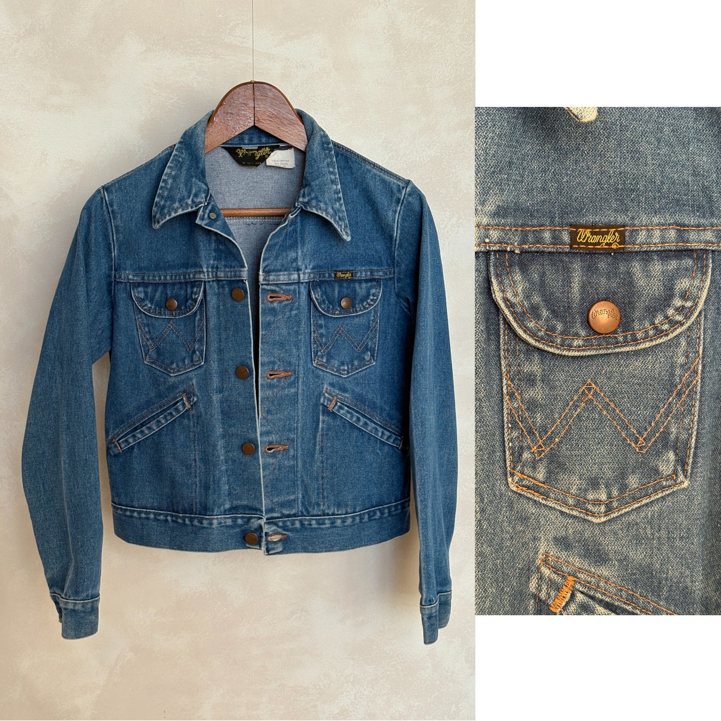 Size 18 . Vintage 70s Wrangler Denim Jacket – 4 Pockets – Made in USA - USA Vintage Bcn