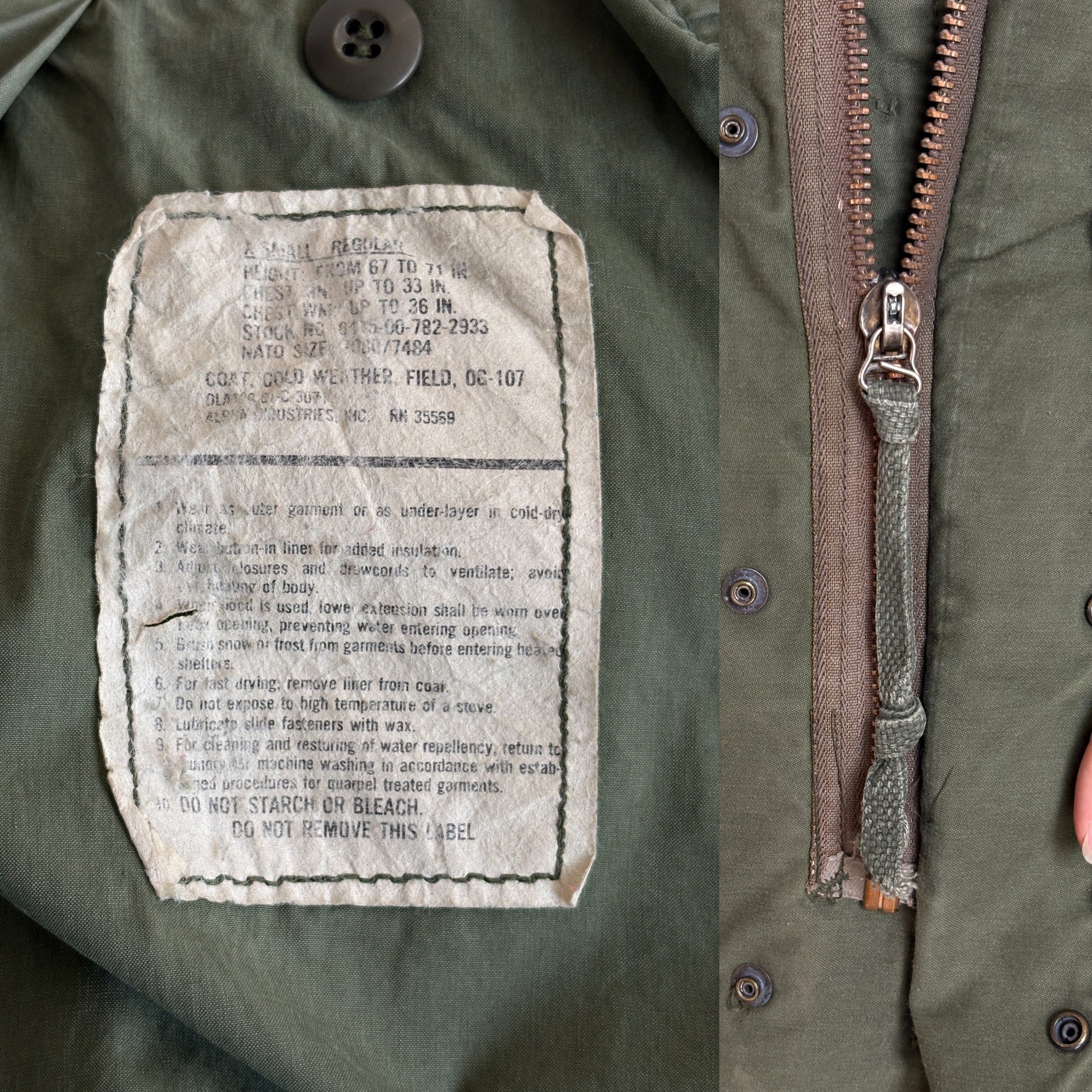 X Small Reg. Authentic 1980 US Army M-65 field jacket Military - USA Vintage Bcn
