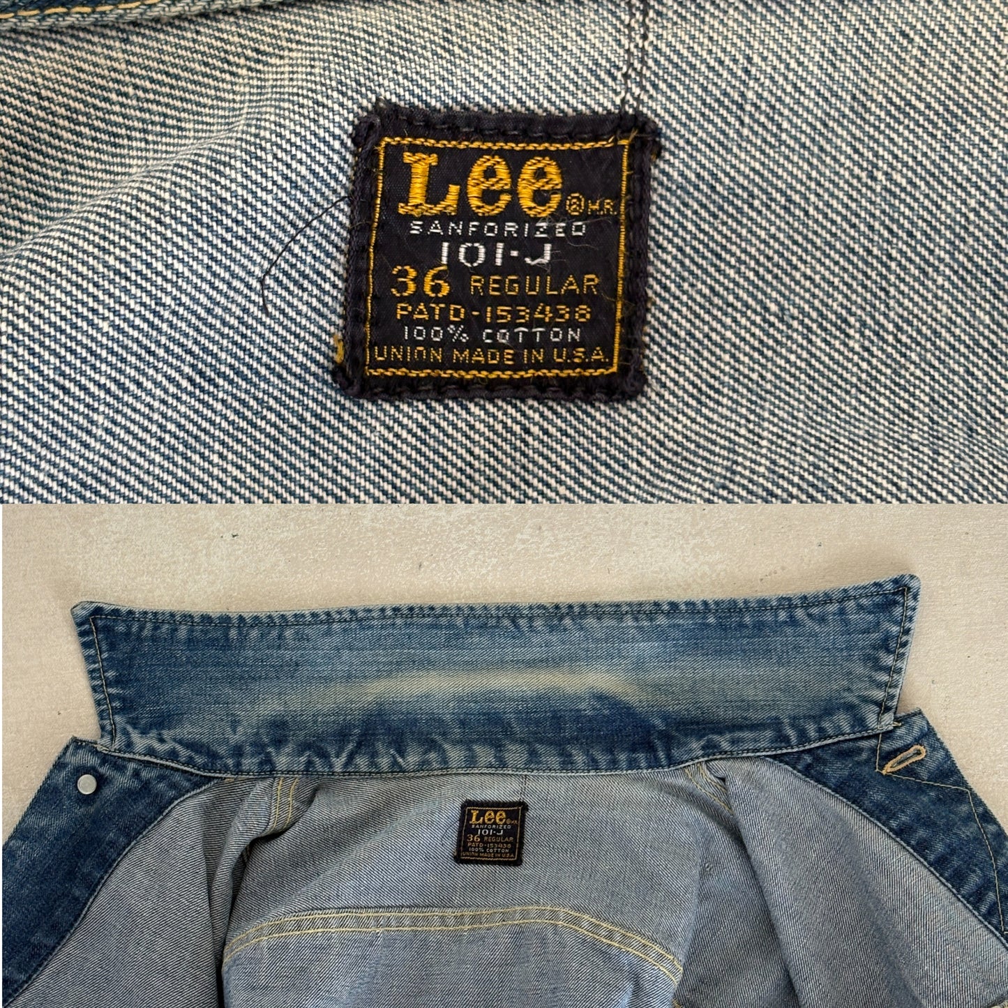Size 36US / 46EU Vintage 70s Sanforized Union Made Lee 101 J Jacket Made in USA - USA Vintage Bcn