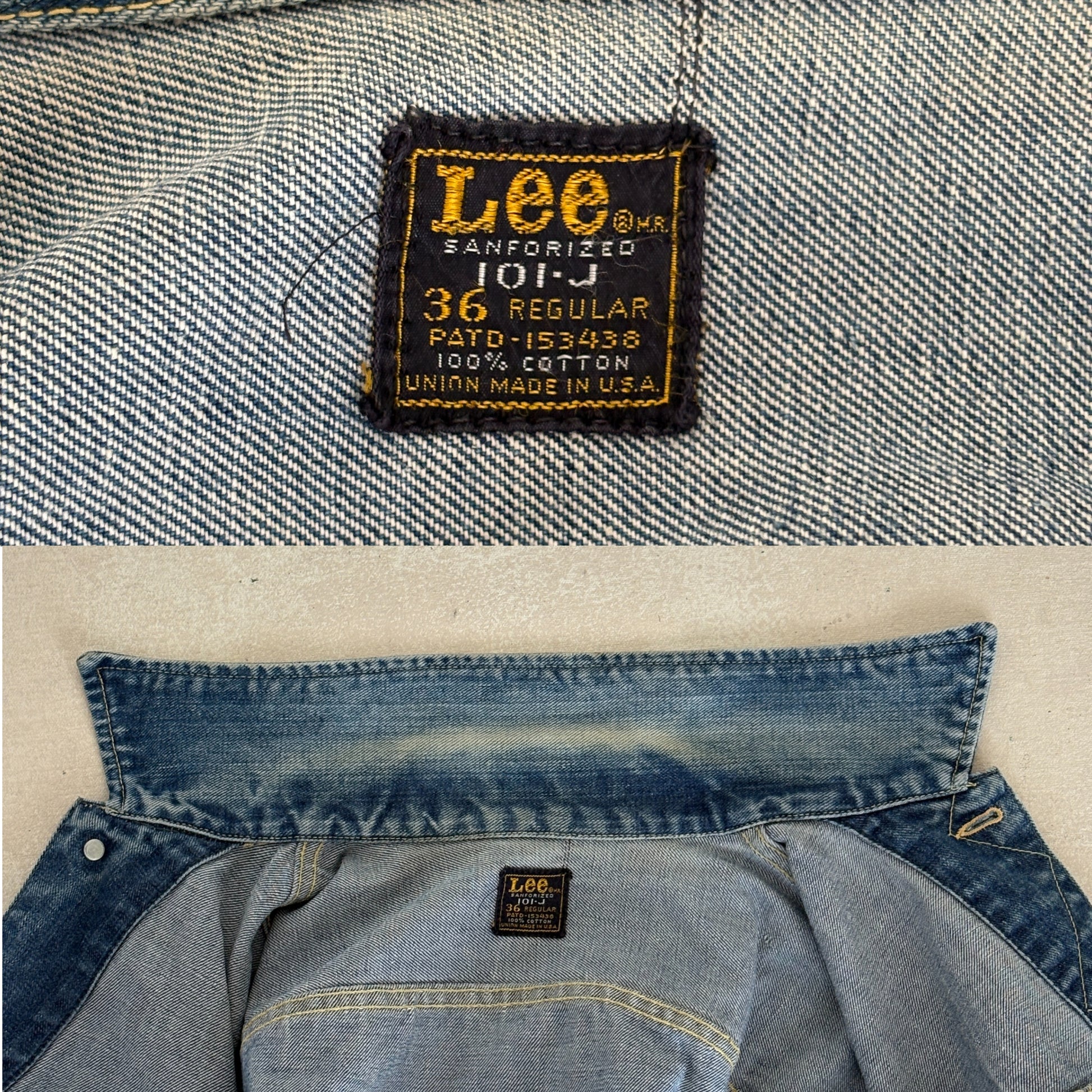 Size 36US / 46EU Vintage 70s Sanforized Union Made Lee 101 J Jacket Made in USA - USA Vintage Bcn