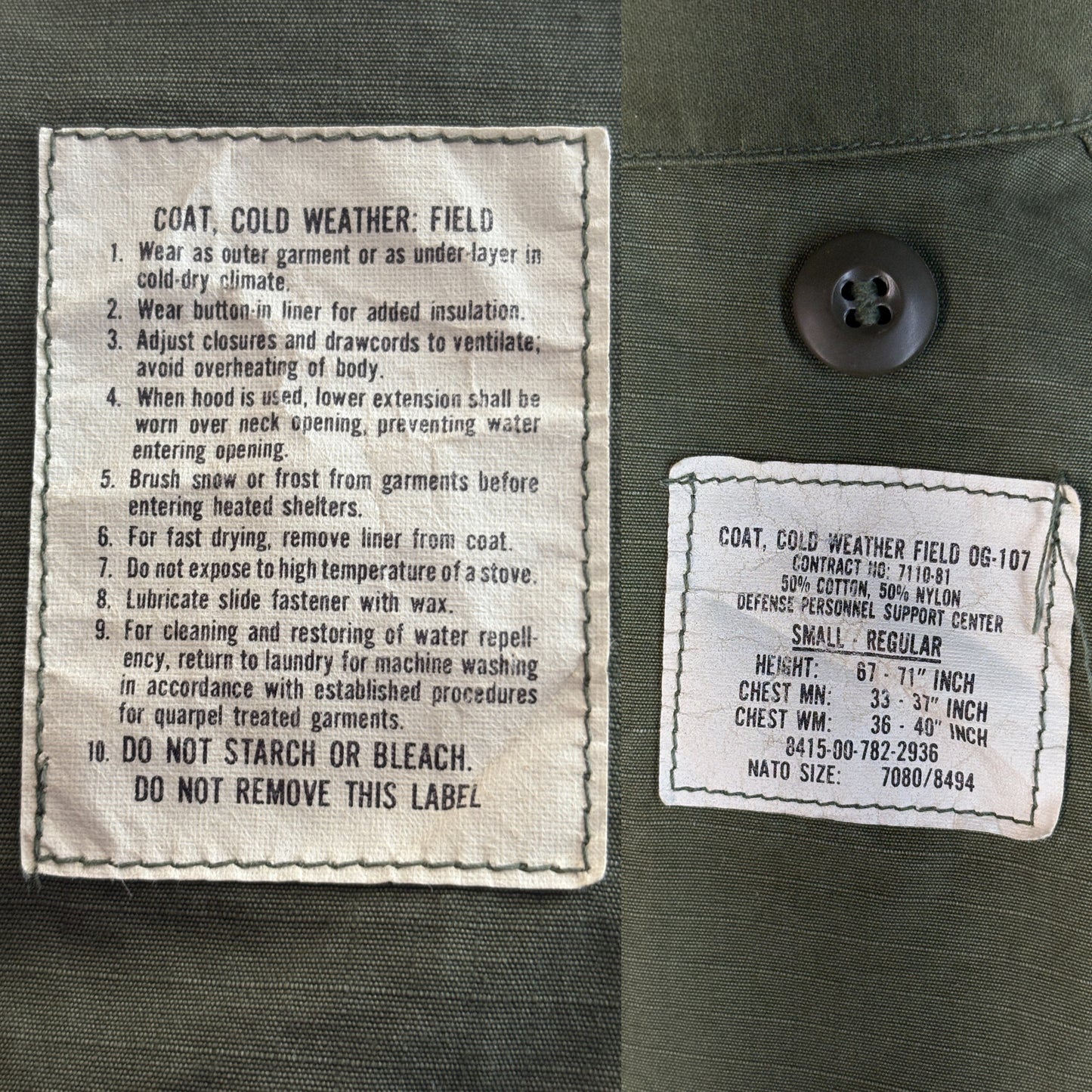 Small Reg. Authentic 1981 US Army M-65 field jacket Military-AJ357 Studio