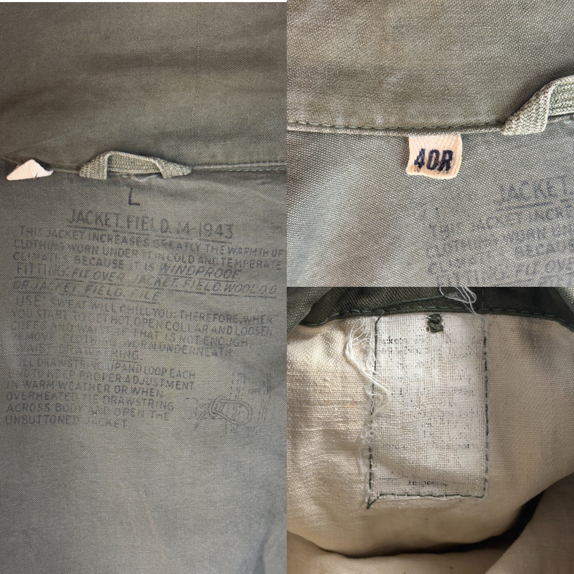 Size 40Reg US / 50EU . Authentic US Army M-43 1943 Jacket - USA Vintage Bcn