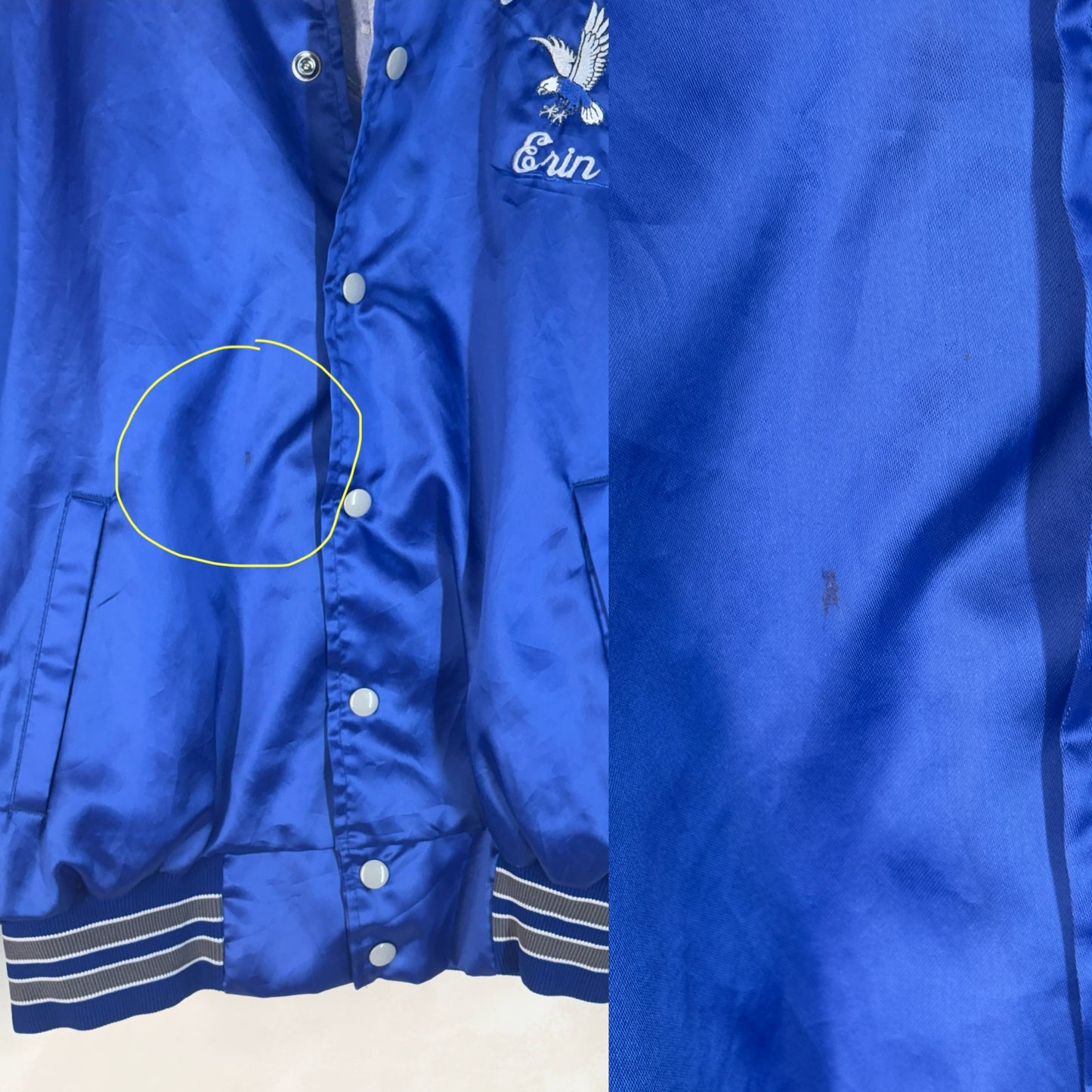 Size Med. Vintage embroidered 80s East Lake Eagle Satin Jacket Made In USA by Rennoc - USA Vintage Bcn