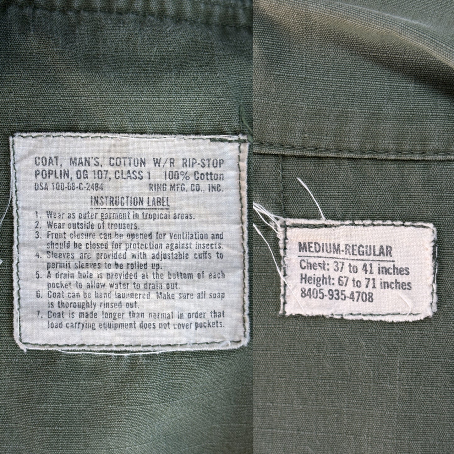 Med Reg. Authentic 1968 US Army vintage Vietnam jungle jacket.-AJ357 Studio