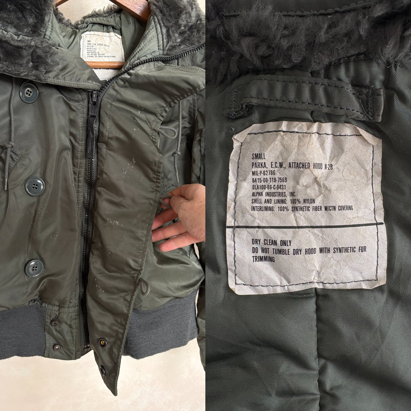 Small . Authentic 1986 US Air force Alpha Industries N2B flyer jacket Made in USA - USA Vintage Bcn