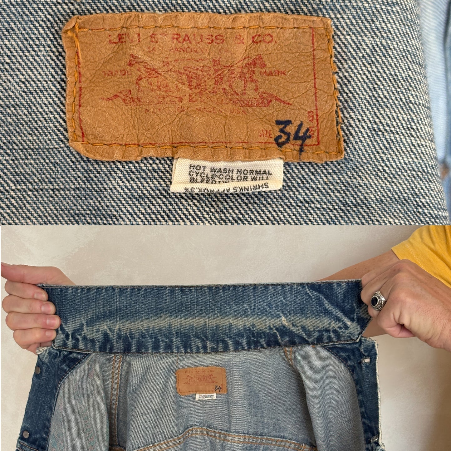 Size 36US / 46EU . Vintage Early 70s 2 pocket Levi’s Denim Jacket 70505 – Single Stitch, Made in USA-AJ357 Studio