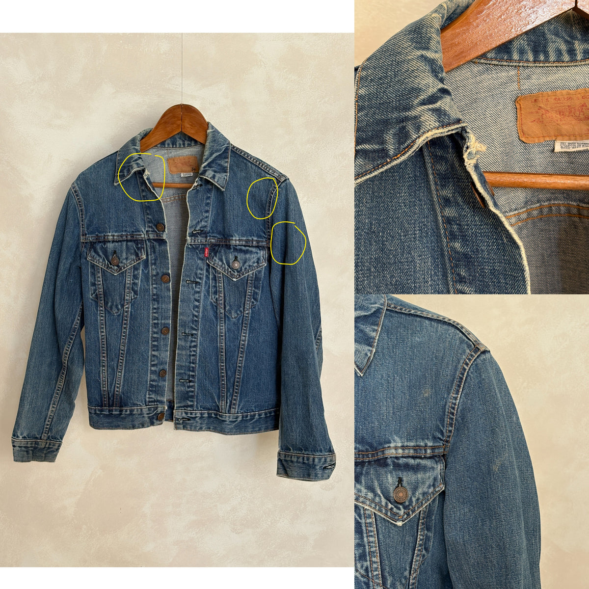 Size 36US / 46EU . Vintage Early 70s 2 pocket Levi’s Denim Jacket 70505 – Single Stitch, Made in USA-AJ357 Studio