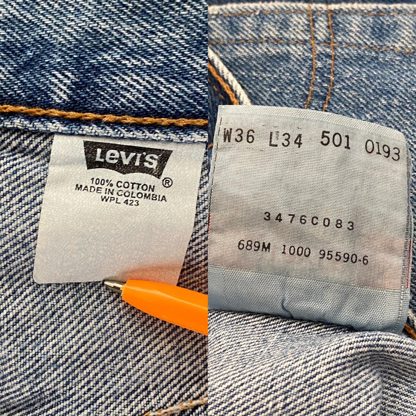 36X34 Levi's 501 Vintage Denim Jeans-military-AJ357 Studio
