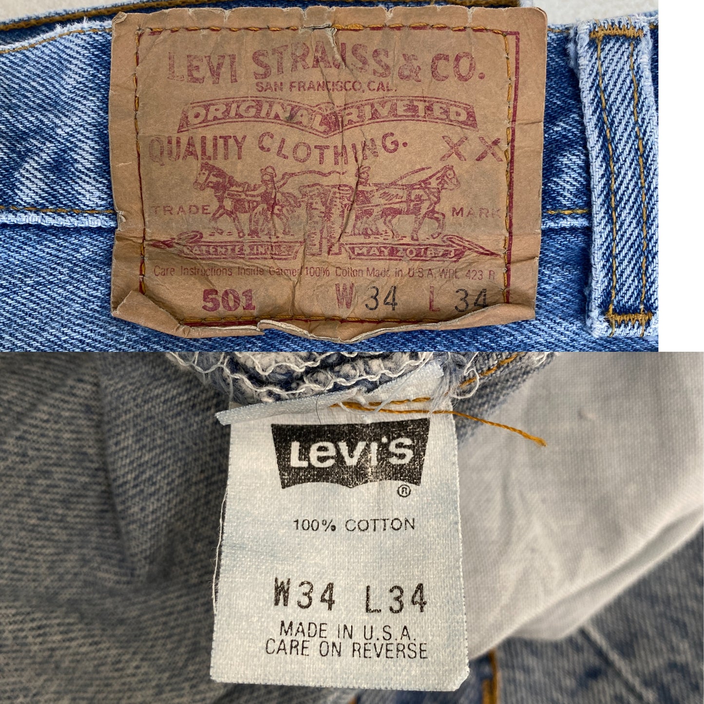 34X34 Levi's 501 Vintage Denim Jeans Made in USA - USA Vintage Bcn