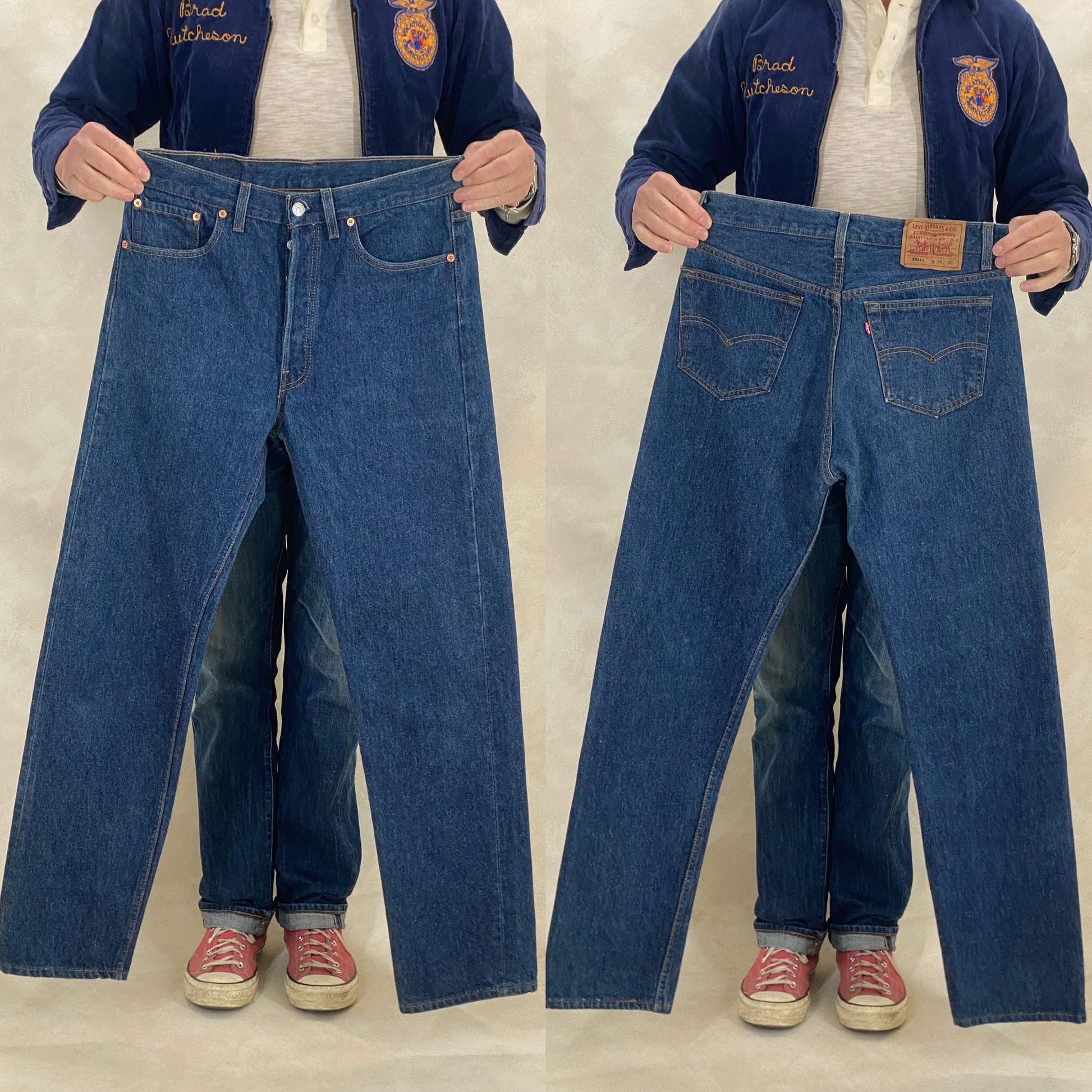 34X36 Levi's 501 Vintage Denim Jeans Made in USA dark blue - USA Vintage Bcn