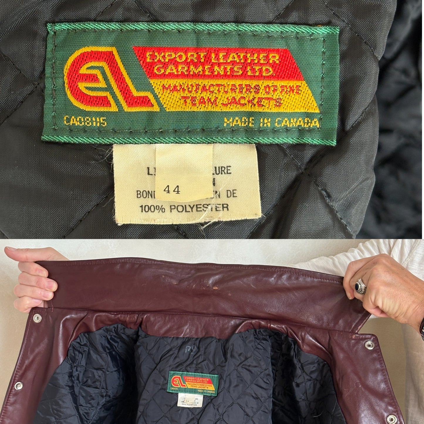 Size 44US / 54EU  Vintage Varsity Leather Jacket – Canadian Made – College Style