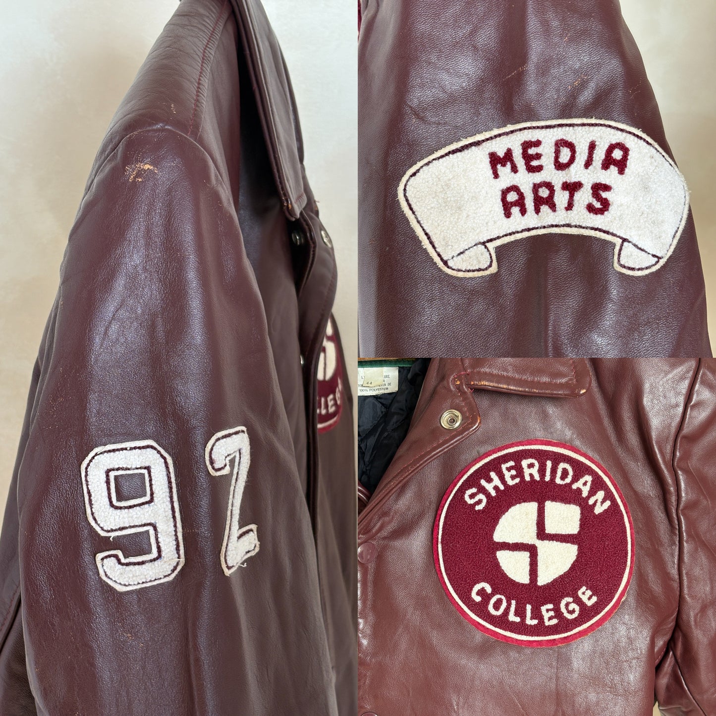 Size 44US / 54EU  Vintage Varsity Leather Jacket – Canadian Made – College Style