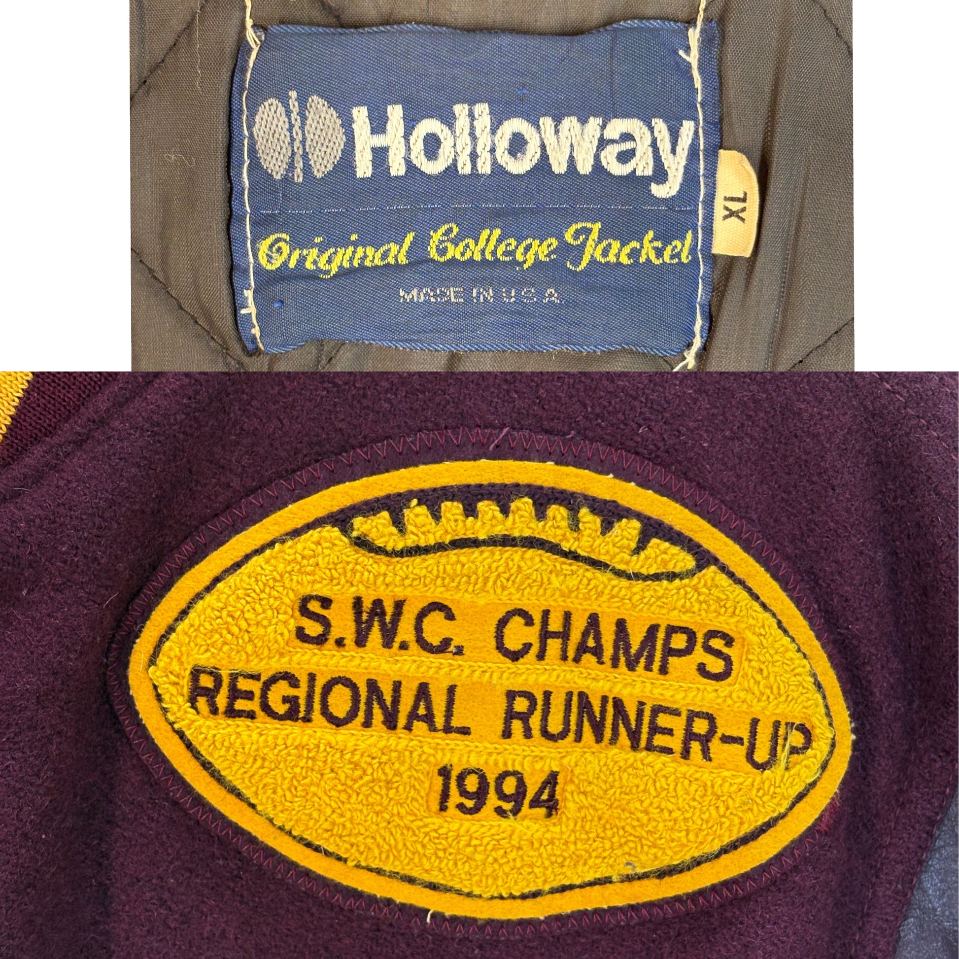 X Large. Vintage 90s Football Varsity wool and leather jacket Made in USA - USA Vintage Bcn