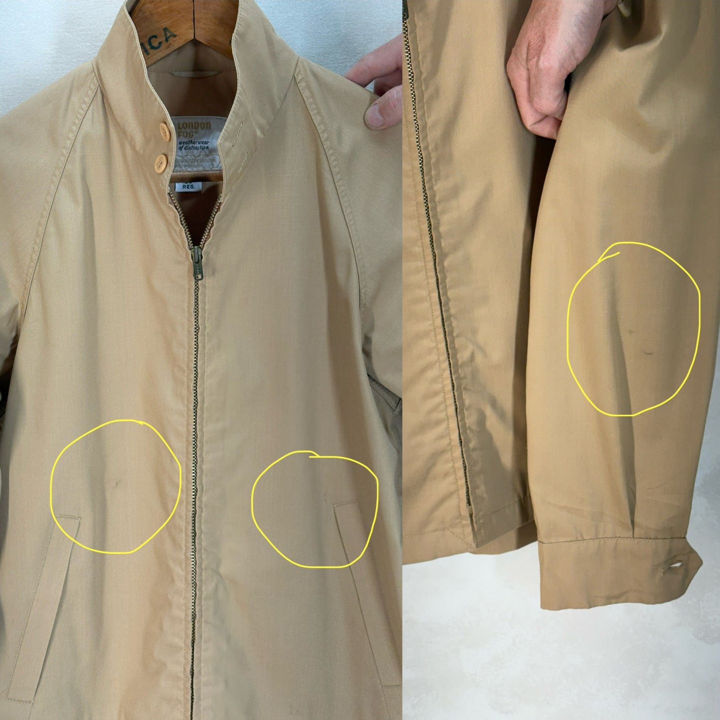 38 Reg , Vintage London Fog Lightweight Cotton-Blend Zip Jacket Made in USA. talon zipper - USA Vintage Bcn