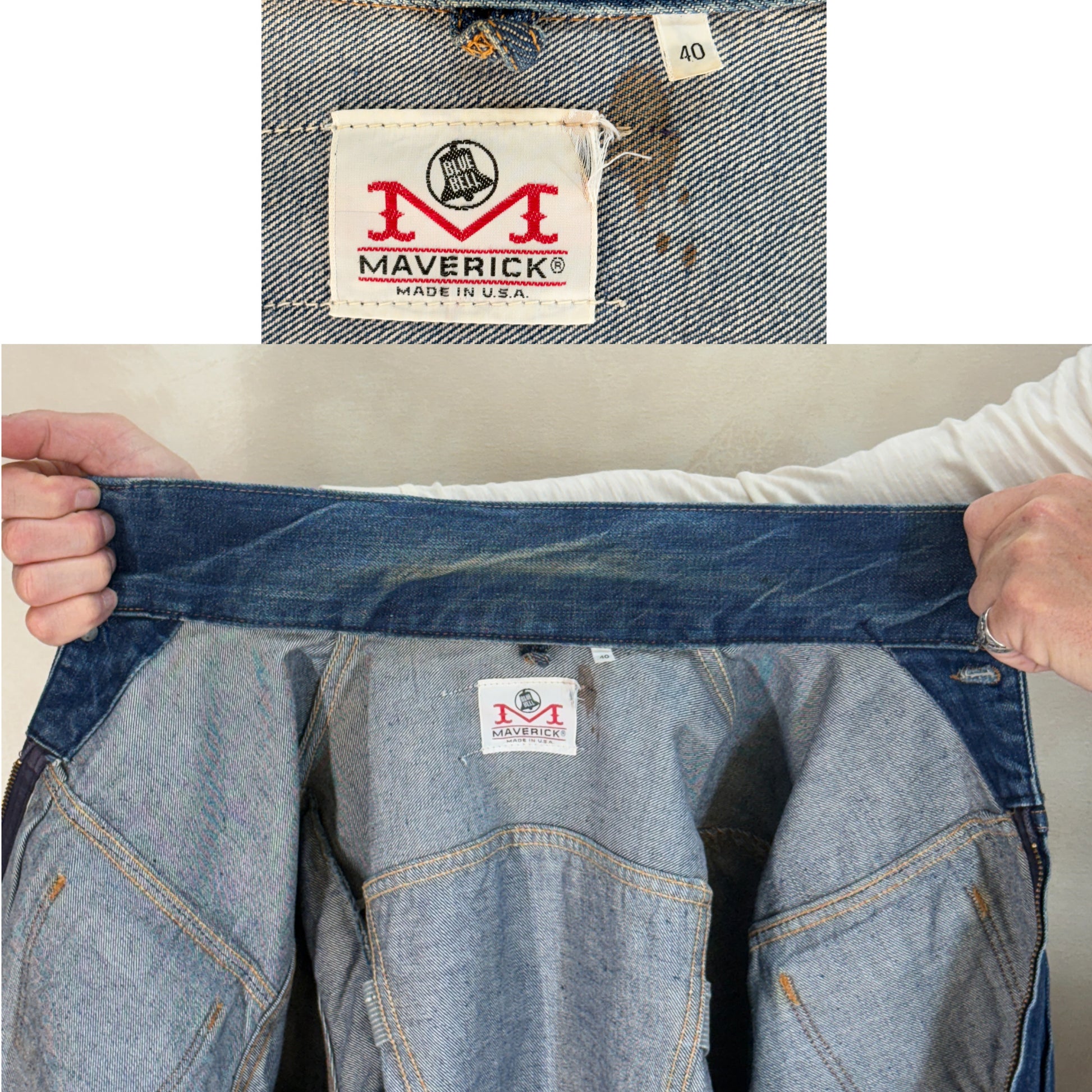 Size 40US / 50EU. Authentic 24MJZ Maverick Jacket – USA-Made Raw Denim Classic - USA Vintage Bcn
