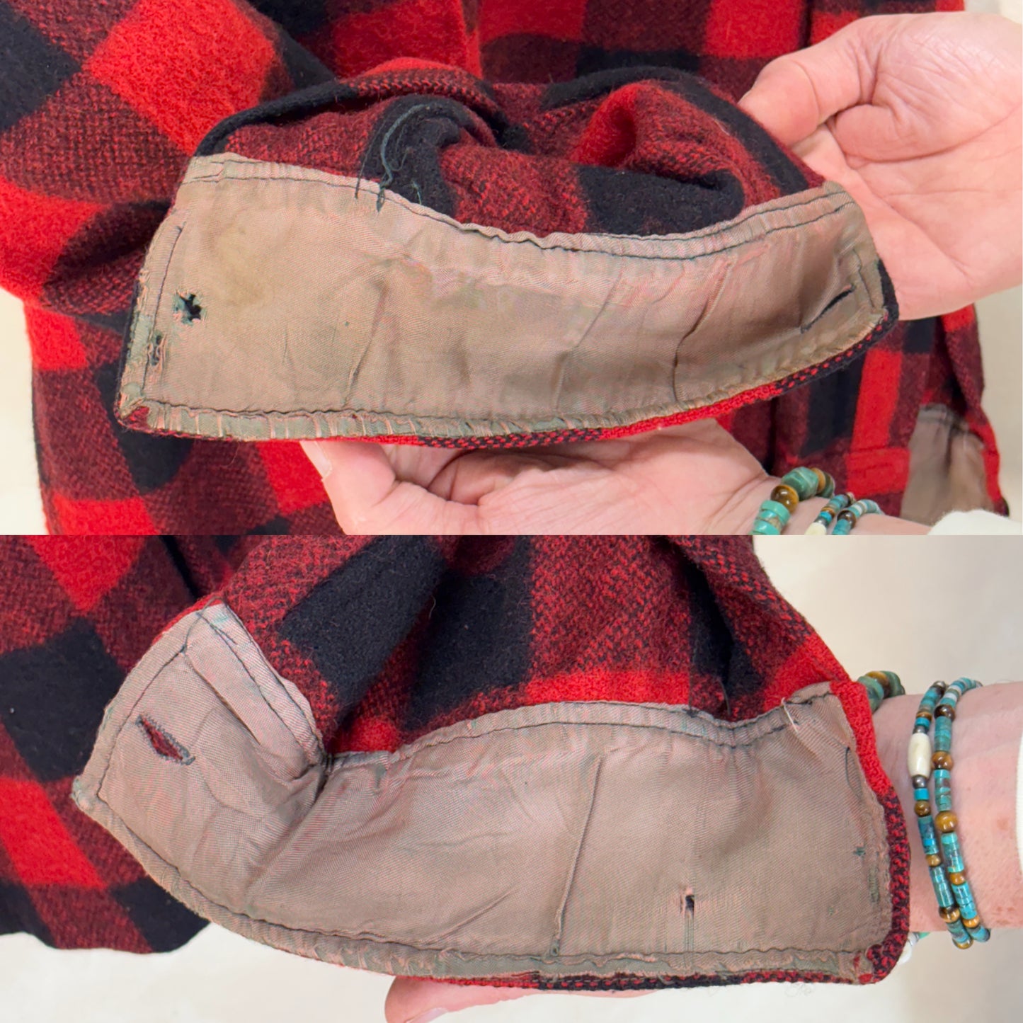 Size 40US / 50EU. Authentic 50s USA-Made Heavyweight Wool Plaid Shirt - USA Vintage Bcn
