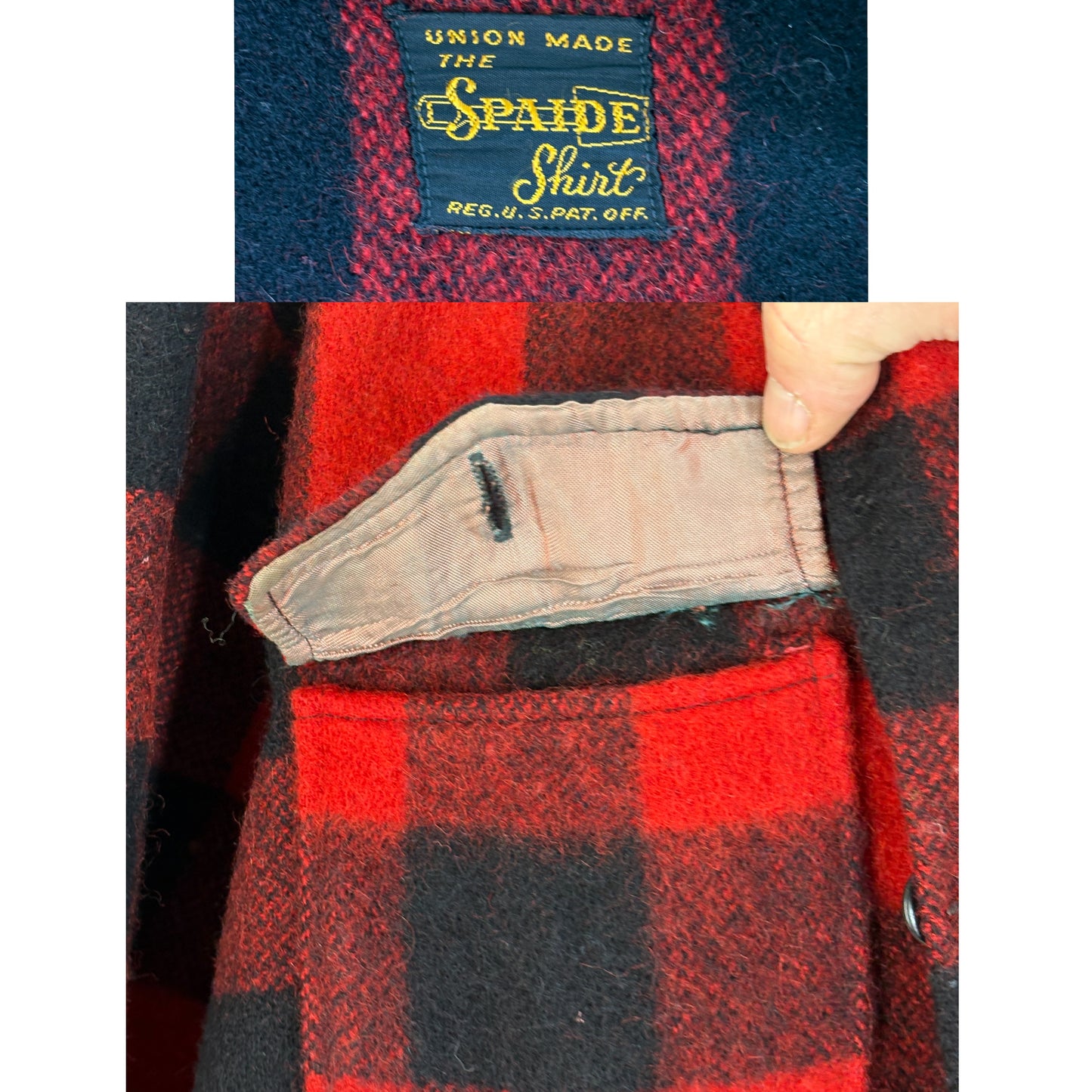 Size 40US / 50EU. Authentic 50s USA-Made Heavyweight Wool Plaid Shirt - USA Vintage Bcn