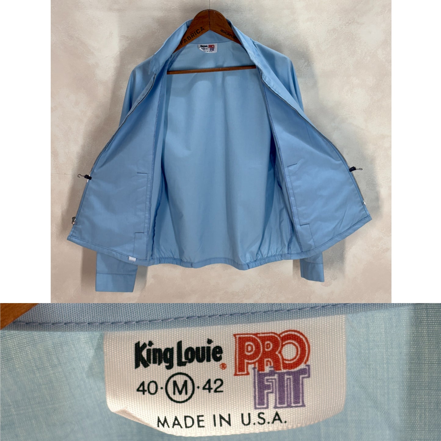 Size Med . Vintage 70s King Louie Cotton Zipper Jacket – Made in USA, Classic Style-AJ357 Studio