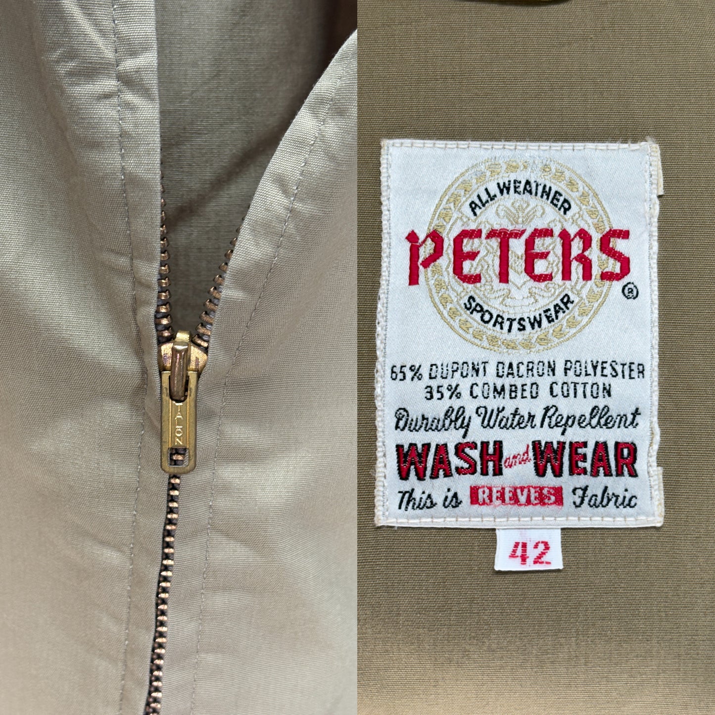 Size 42US / 52EU , Peters 60s light jacket. Talon zipper - USA Vintage Bcn