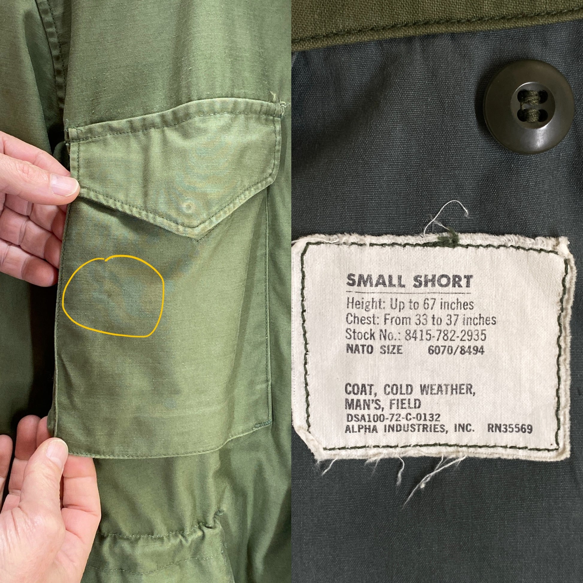 Small Short . Authentic 1972 Alpha Industries US Army Vintage M-65 field jacket - USA Vintage Bcn