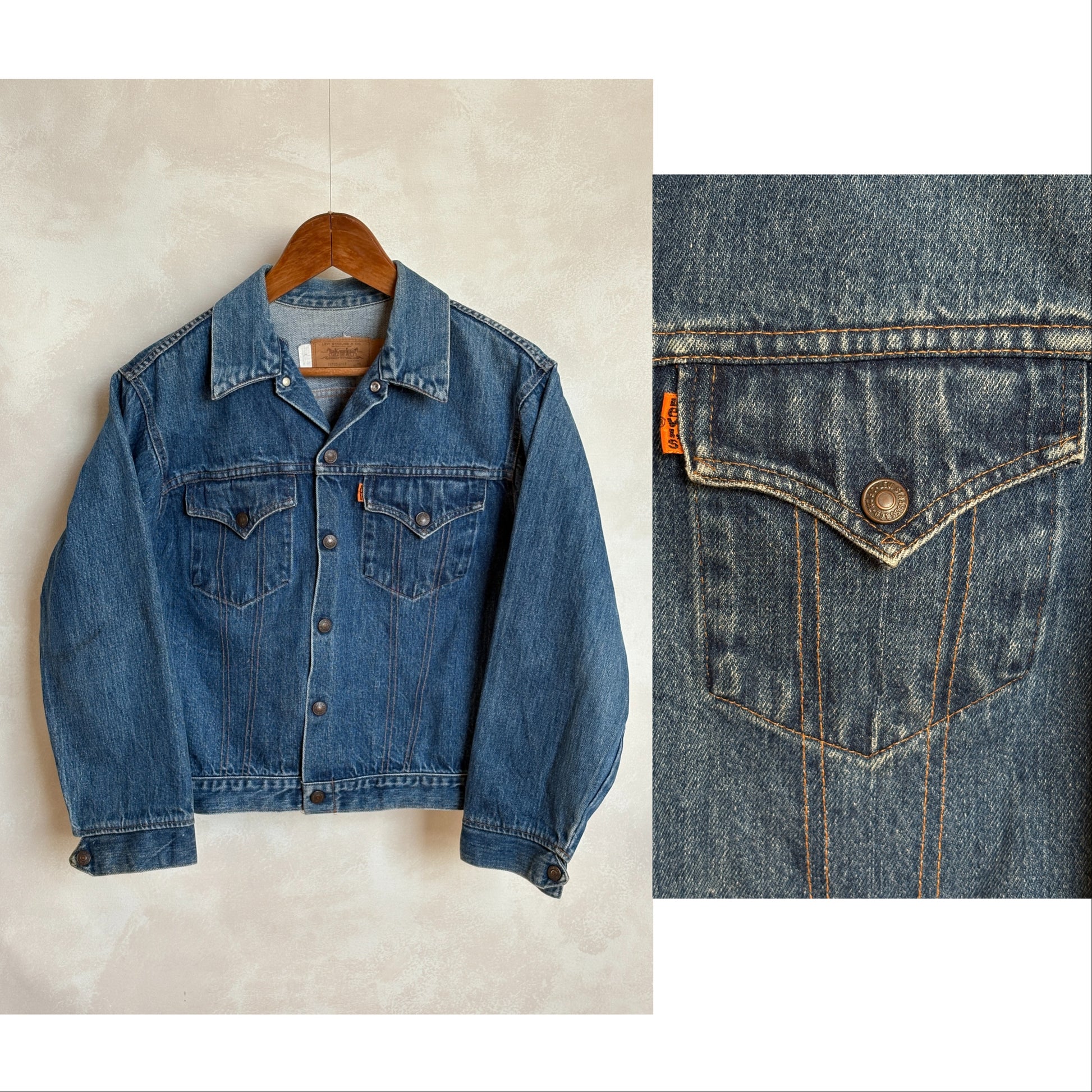 Size 34/36 .Vintage 70s Levi’s Denim Jacket – 2 Pockets – Made in USA - USA Vintage Bcn