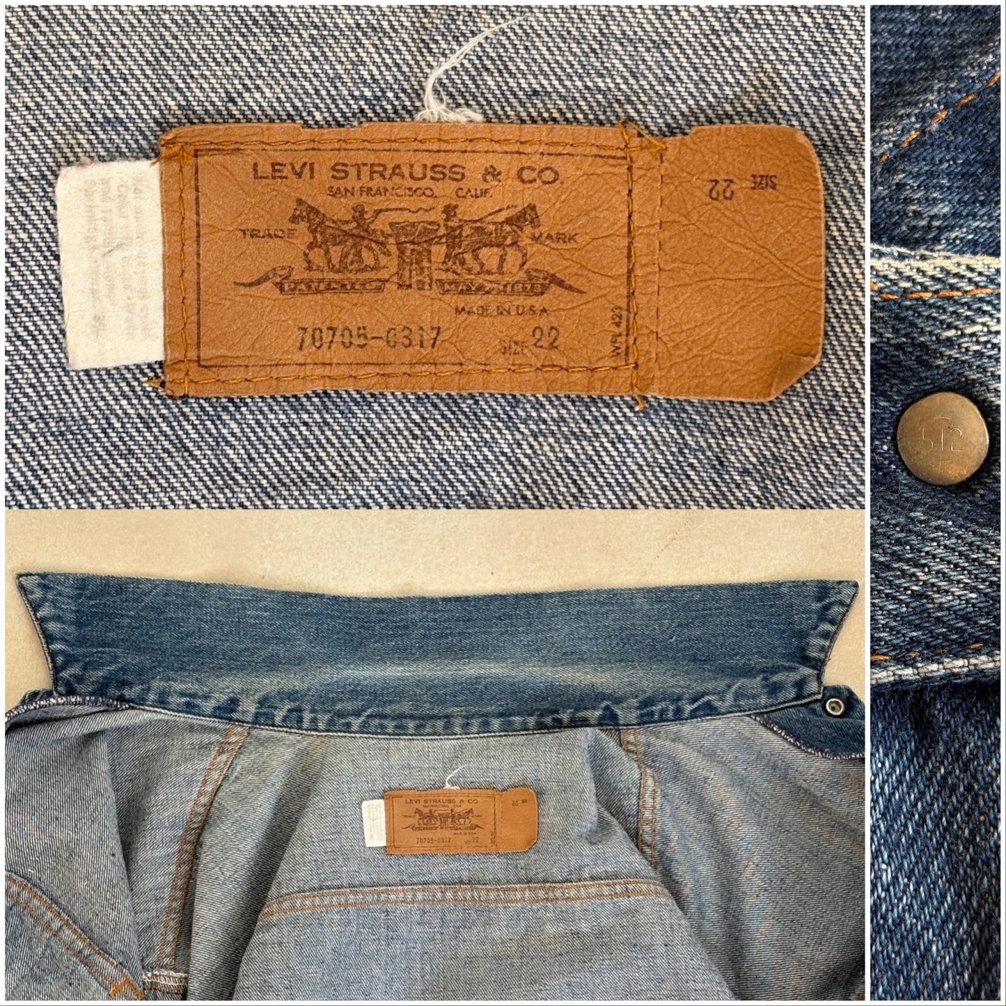 Size 34/36 .Vintage 70s Levi’s Denim Jacket – 2 Pockets – Made in USA - USA Vintage Bcn