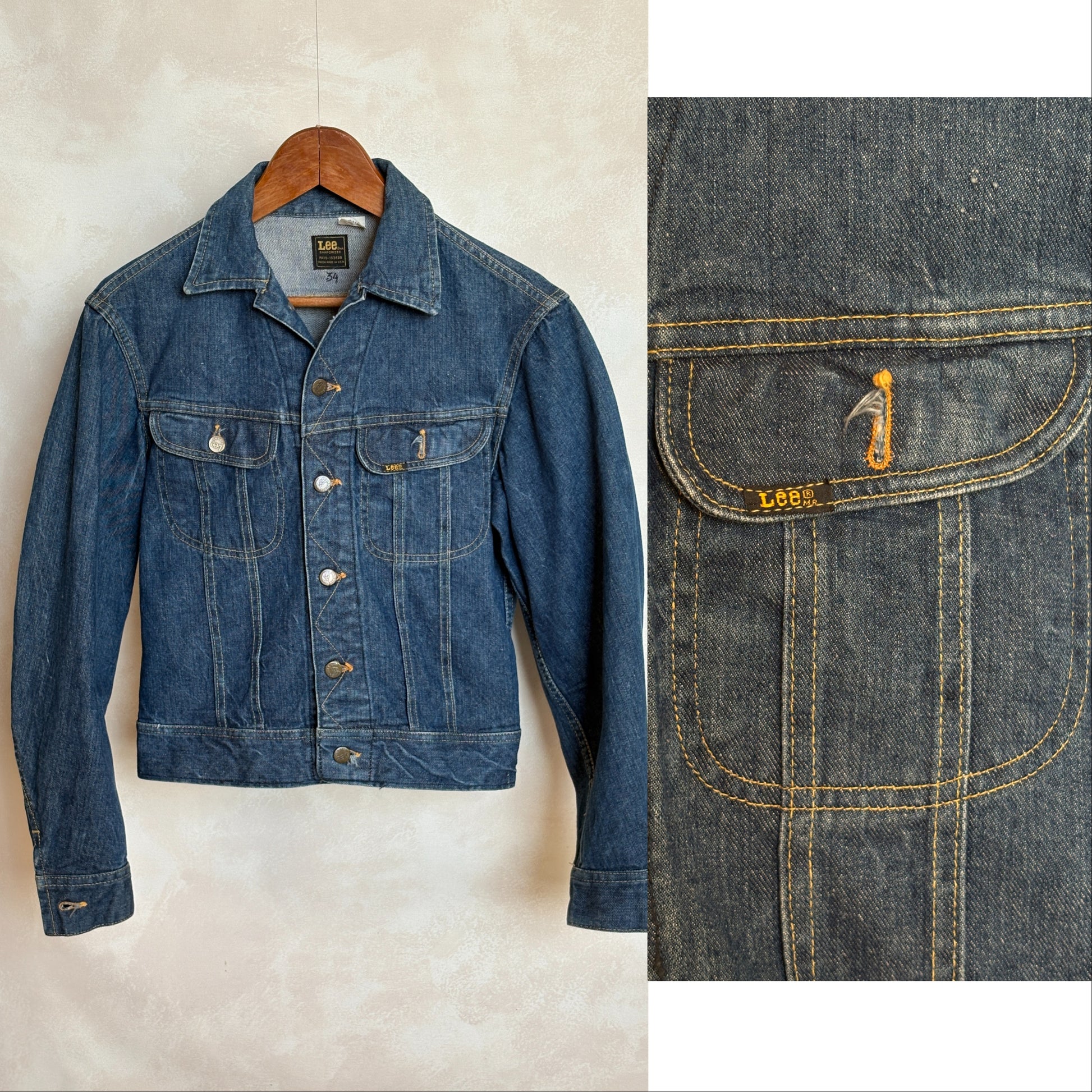 Size 34/3636. Vintage 70s Lee Union Made Denim Shirt – 2 Pockets – Made in USA - USA Vintage Bcn