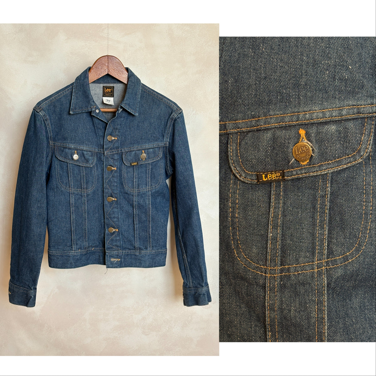 Size 36US / 46EU .Vintage 80s Lee Denim Jacket – 2 Pockets – Made in USA-AJ357 Studio