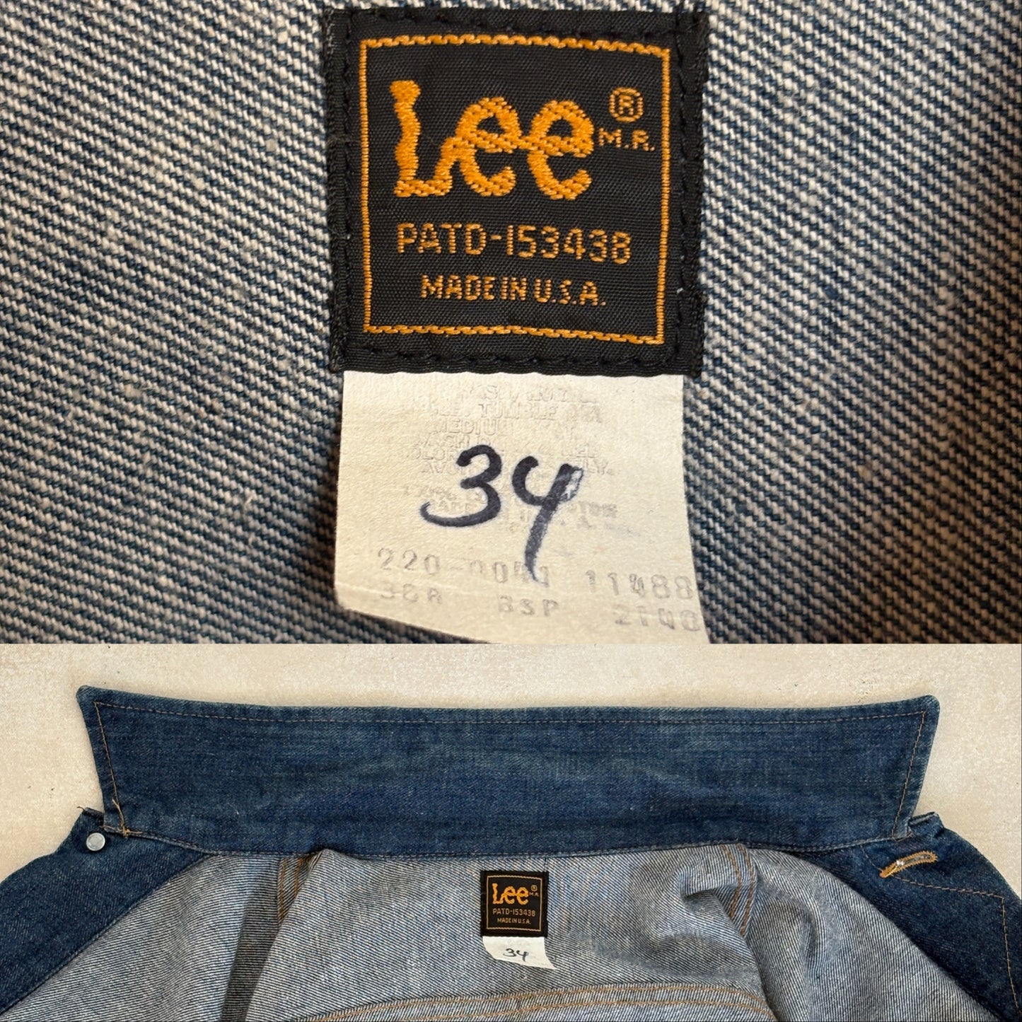 Size 36US / 46EU .Vintage 80s Lee Denim Jacket – 2 Pockets – Made in USA-AJ357 Studio