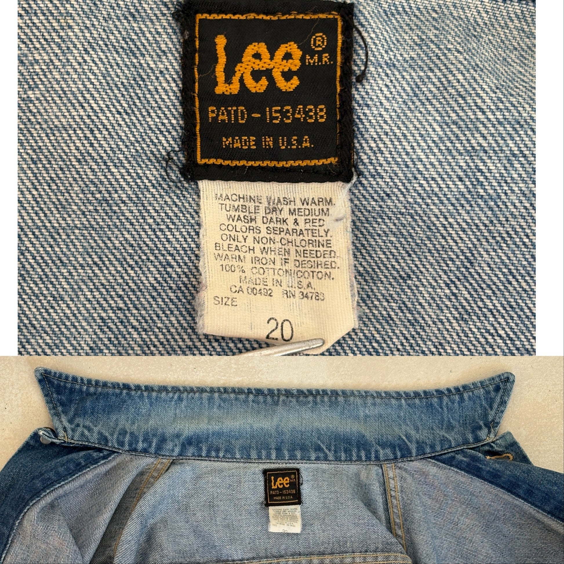 Size youth 20. Vintage 80s Lee Denim Jacket – 2 Pockets – Made in USA USA - USA Vintage Bcn