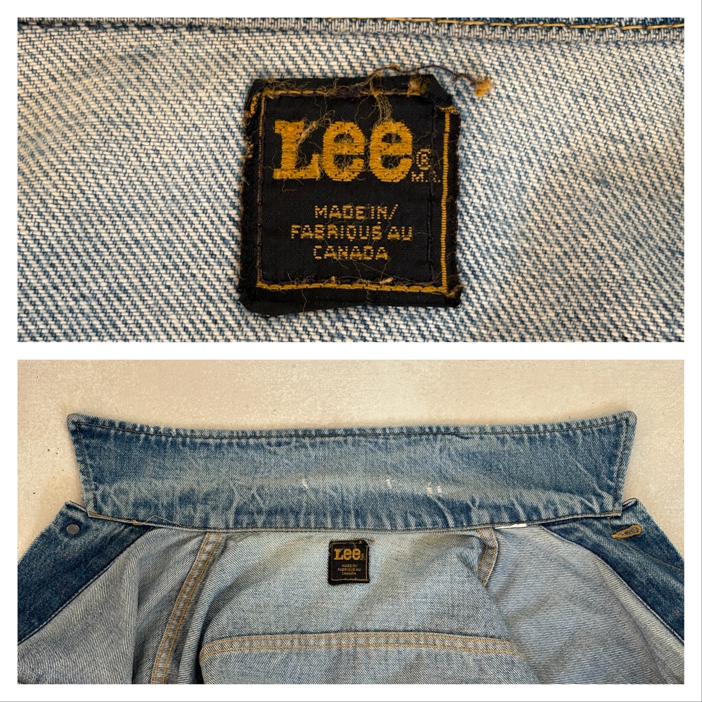 Size 34-36US / 44-46EU . Vintage 80s Lee Denim Jacket – 2 Pockets – Made in USA-AJ357 Studio