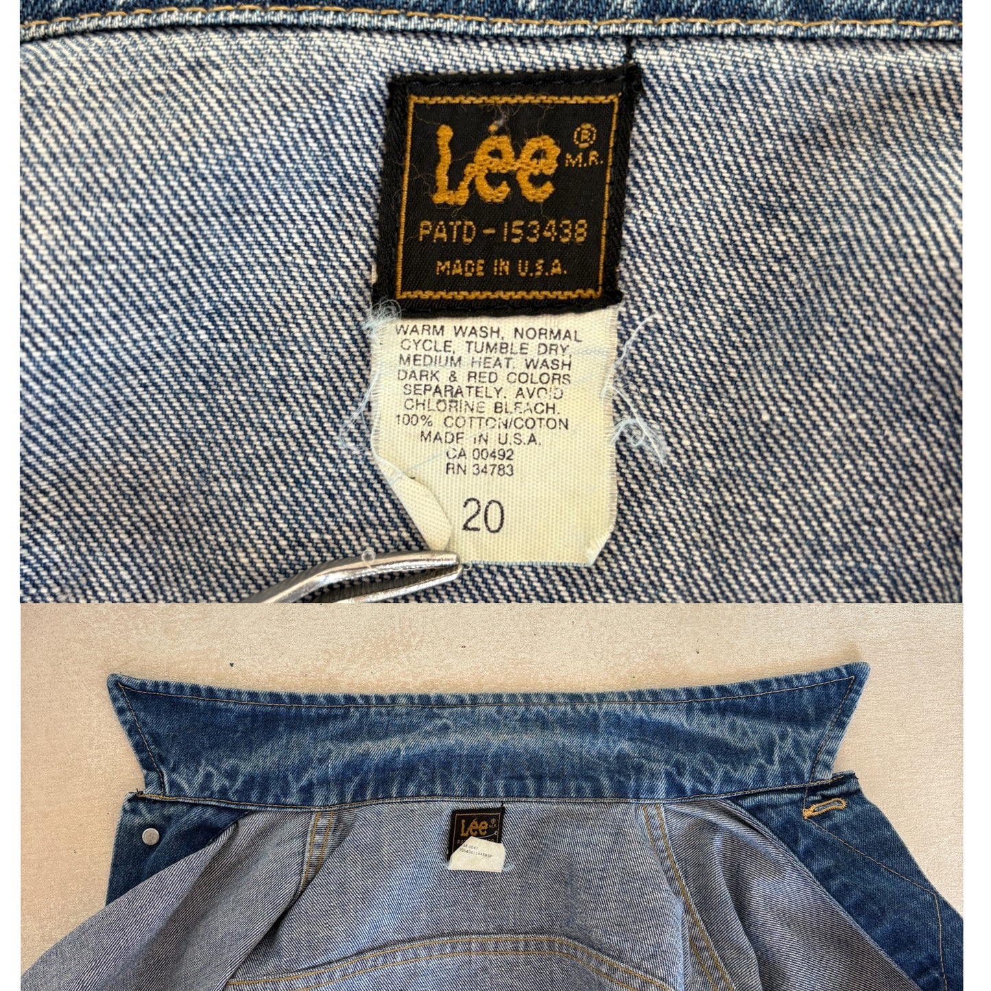 Vintage 1980s Lee Denim Jacket – 2 Chest Pockets – Made in USA – Size 20 – Classic Workwear Style-AJ357 Studio