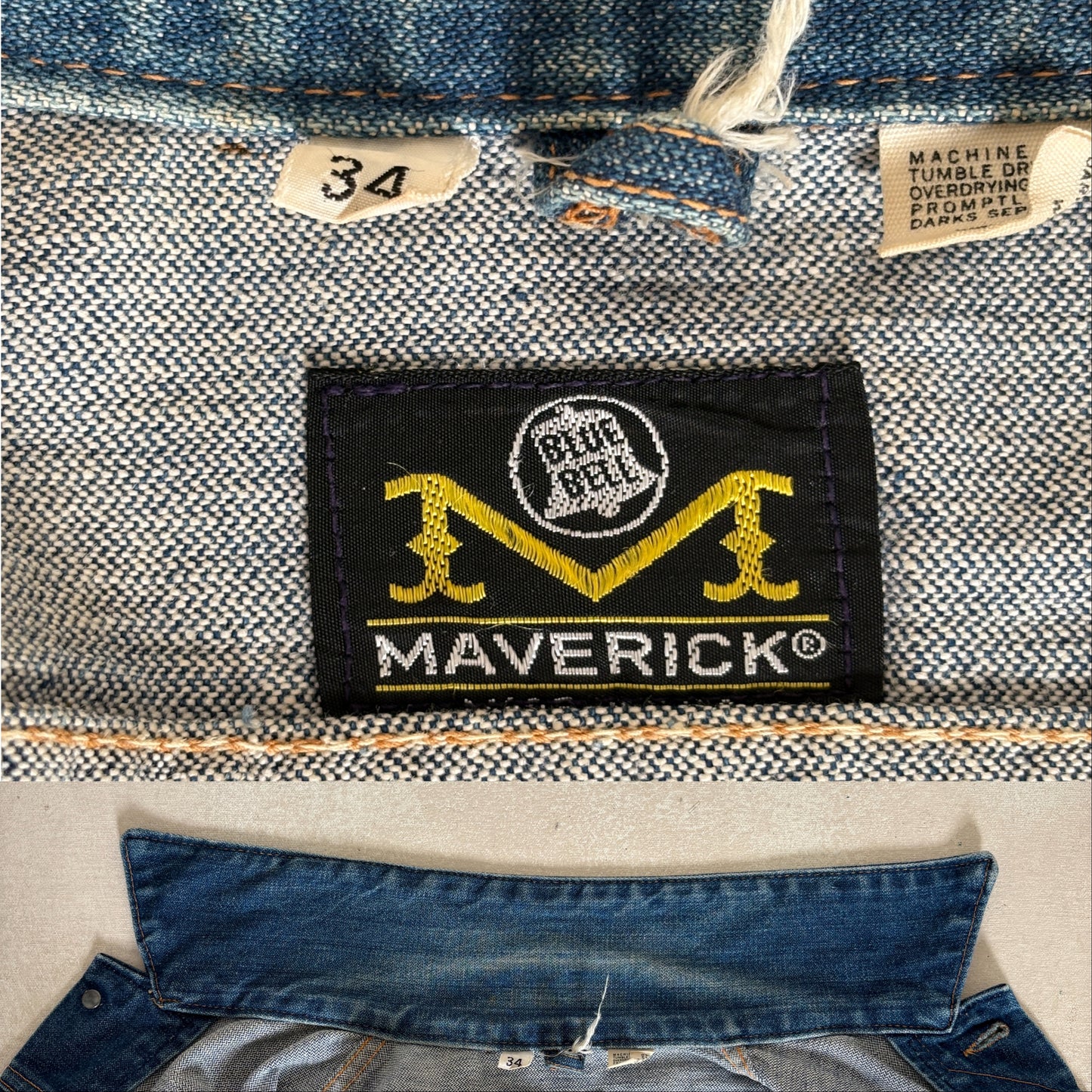 Size 34US /44EU USA .Vintage 80s Maverick Denim Jacket – 4 Pockets – Made in USA - USA Vintage Bcn