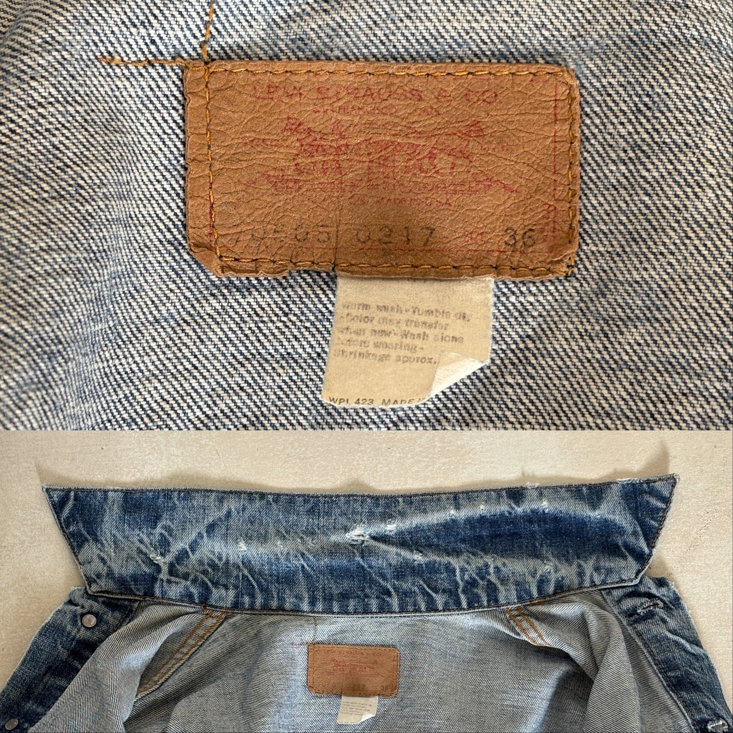 Size 36US / 46EU .Vintage 70s Levi’s Denim Jacket – 2 Pockets – Made in USA-AJ357 Studio