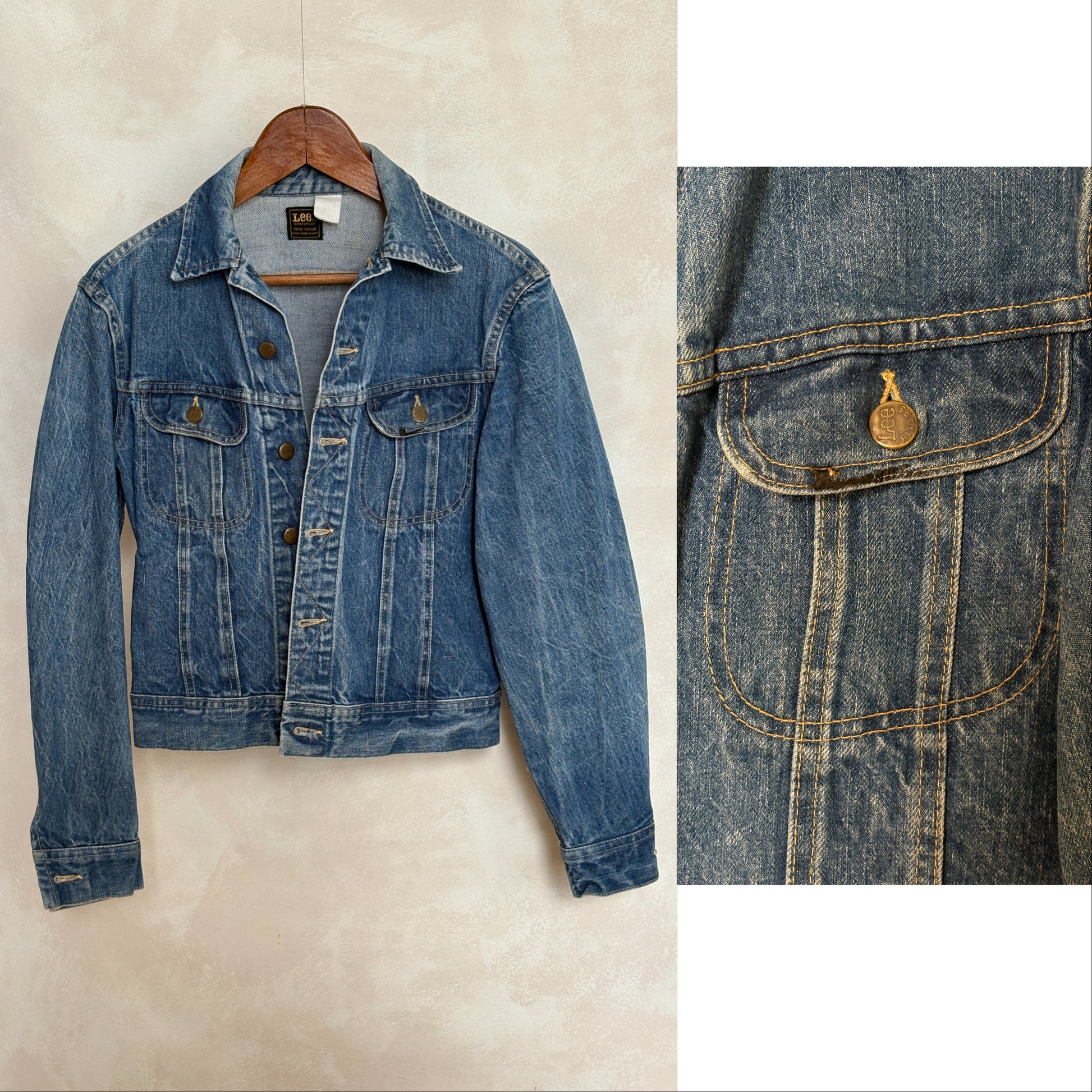 Size: 36US / 46EU Vintage 70s Lee Union Made Denim Shirt – 2 Pockets – Made in USA - USA Vintage Bcn